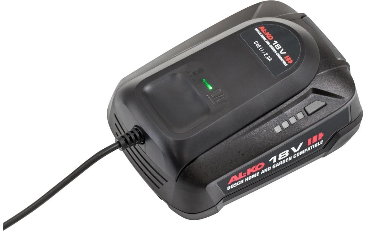 AL-KO C40 LI Ladegerät 18 V 2,0 A – für Bosch 18 V POWER FOR ALL – schwarz