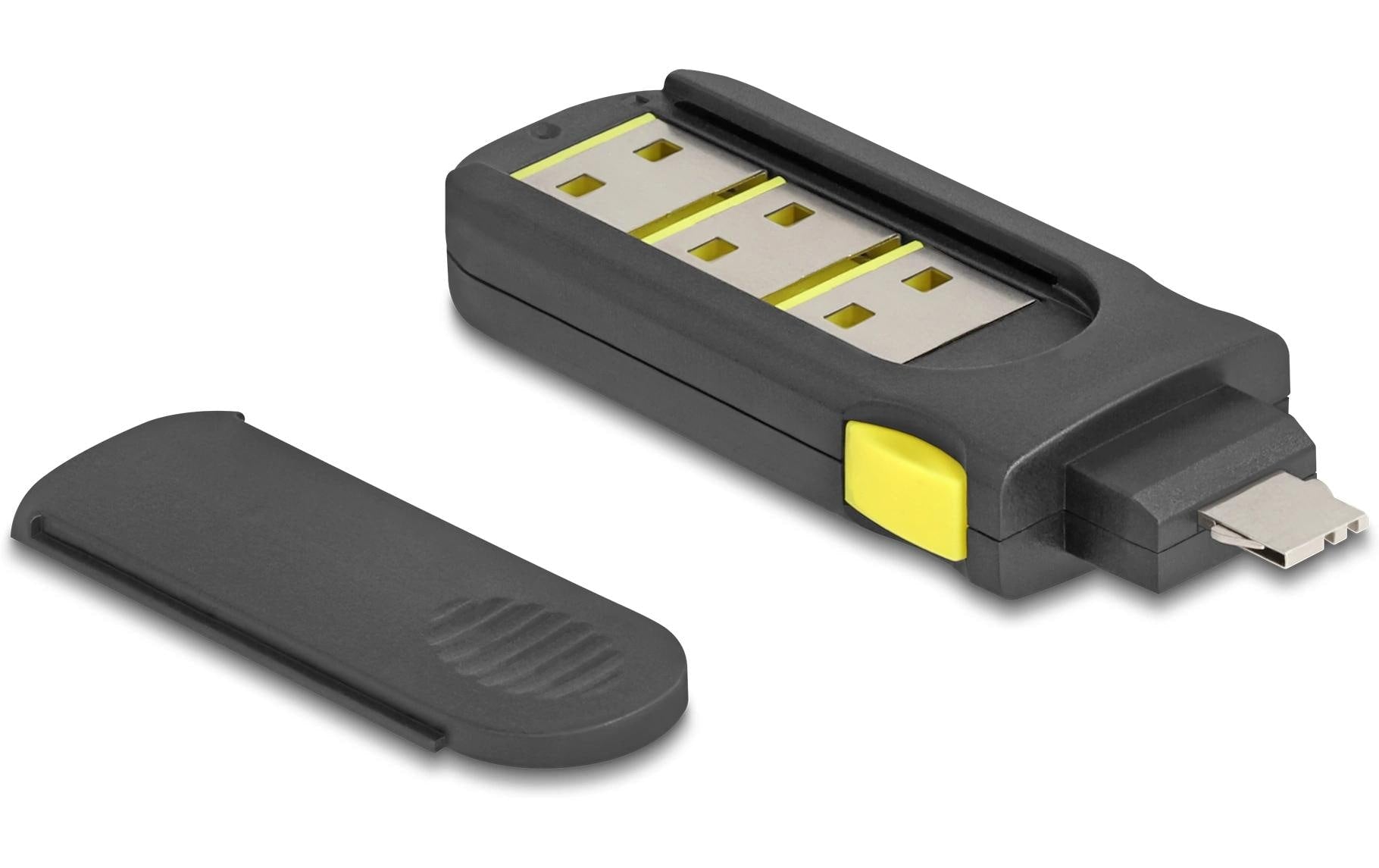 DeLOCK USB-Portblocker Set – mit Schlüssel – Schwarz/Gelb – für USB-A – 4 Stk