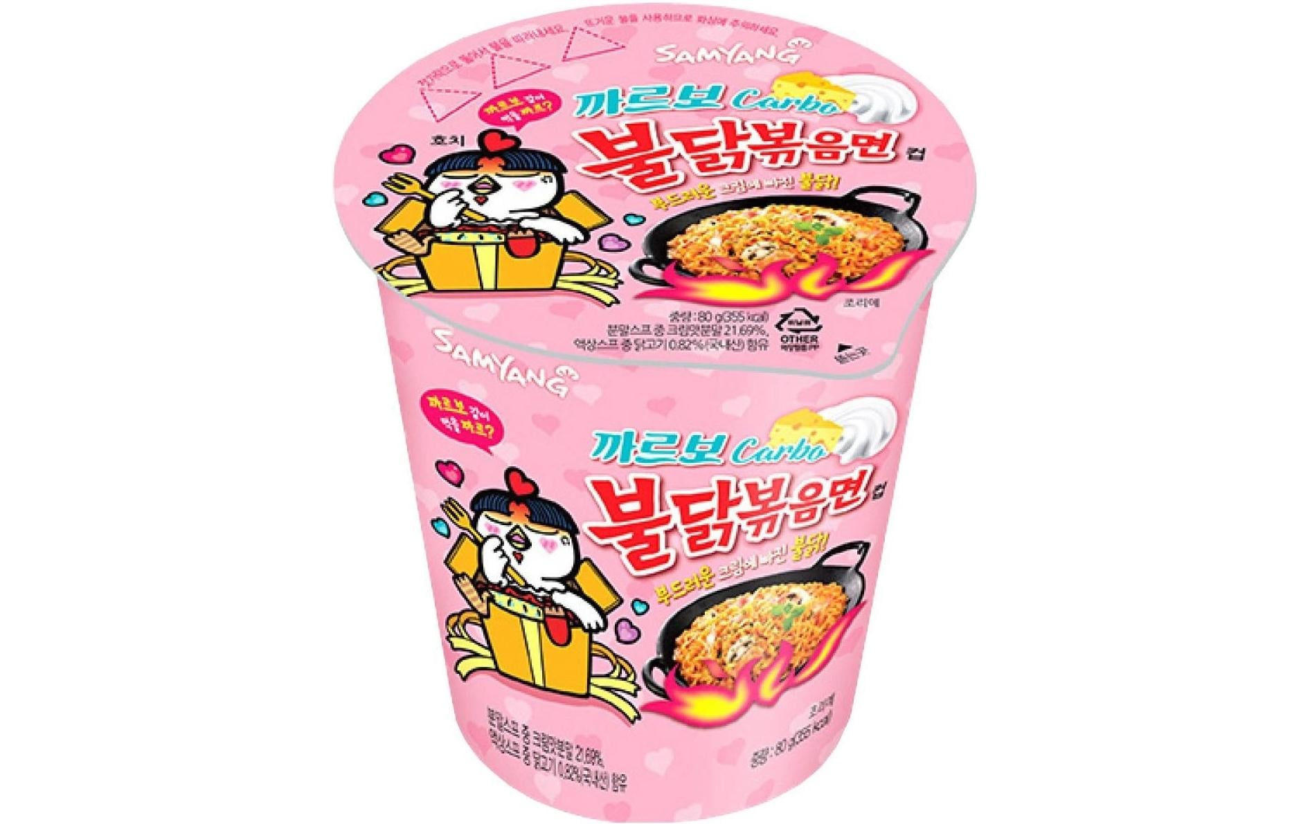Samyang Buldak Instantnudeln Poulet Carbonara scharf Becher – 80 g