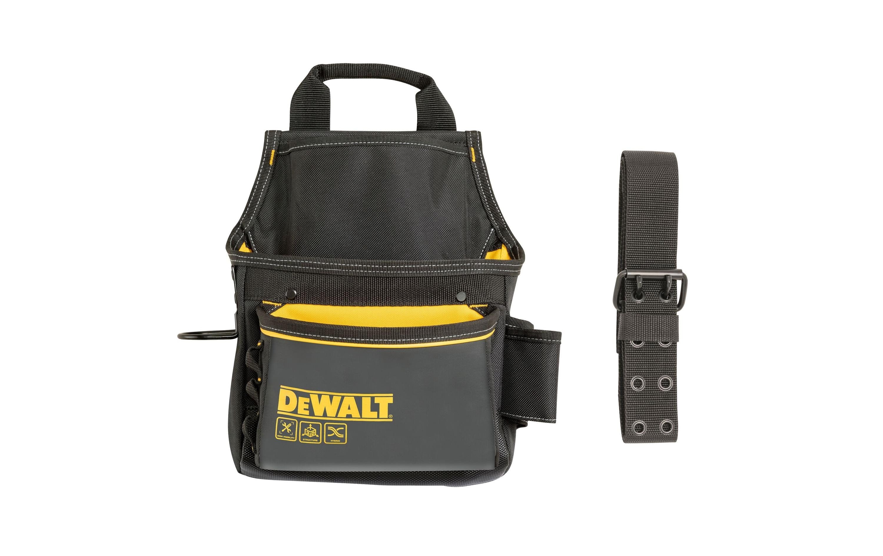 Dewalt Gürteltasche – 12 Fächer, mit Handgriff, abschliessbar, schwarz, Polyester, B 120 × H 400 × T 120 mm