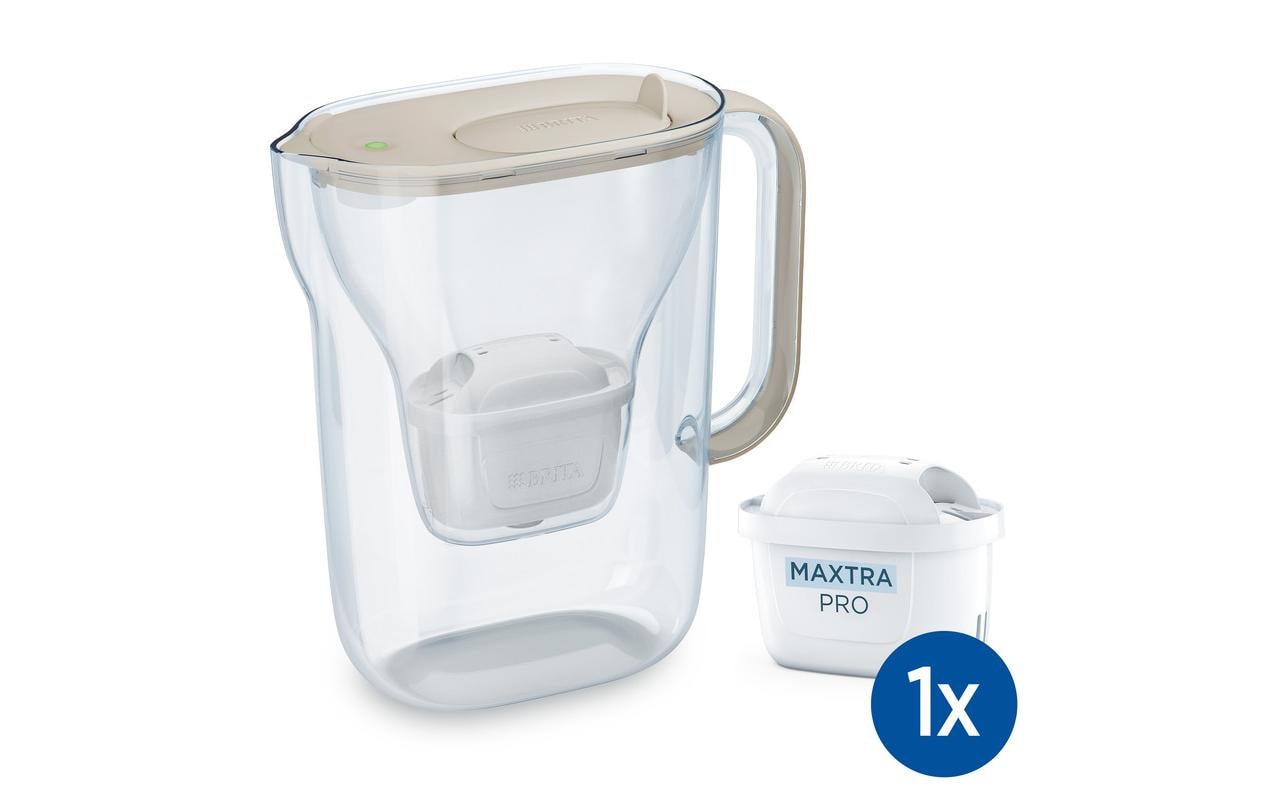 BRITA Style Essential – Wasserfilter-Kanne 2,4 l, Filterwechselanzeige, Kunststoff, Sand