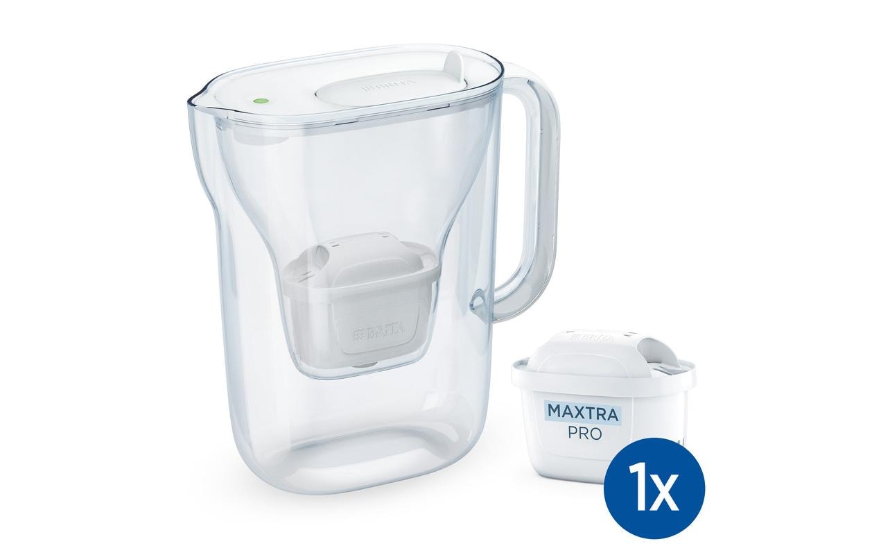 BRITA Style Essential – Wasserfilter-Kanne 2,4 l, Filterwechselanzeige, Kunststoff, Weiss