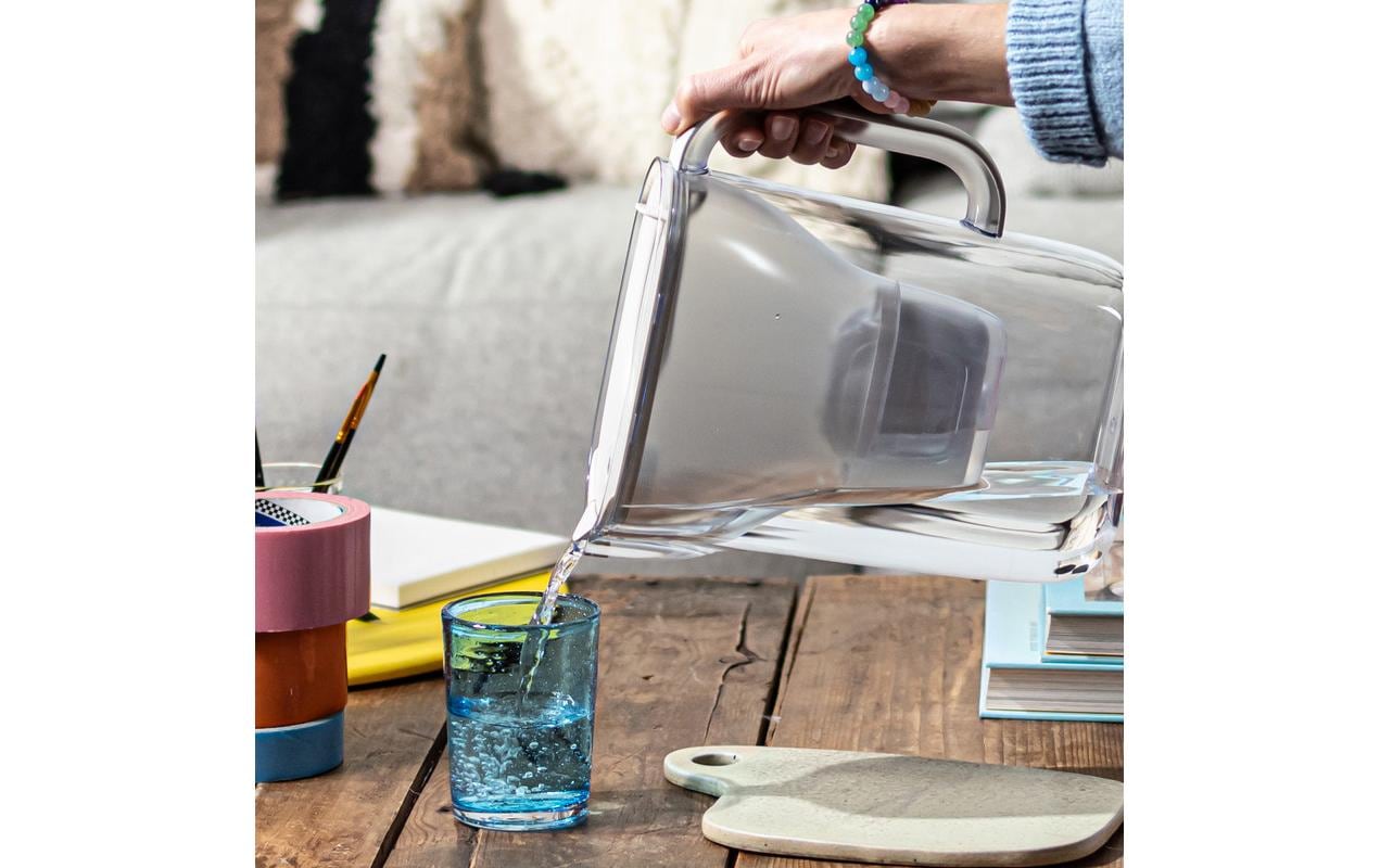 BRITA Style Essential – Wasserfilter-Kanne 2,4 l, Filterwechselanzeige, Kunststoff, Weiss