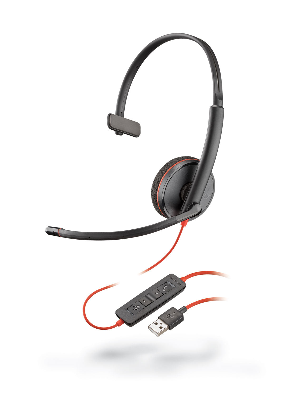 Poly Blackwire C3210 Office-Headset – On-Ear, Mono, Kabel, USB-A, 3,5 mm Klinke, Schwarz