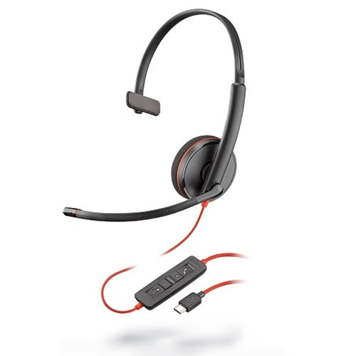 Poly Blackwire C3210 Office-Headset – On-Ear, Mono, Kabel (USB-C, 3,5 mm Klinke), Schwarz