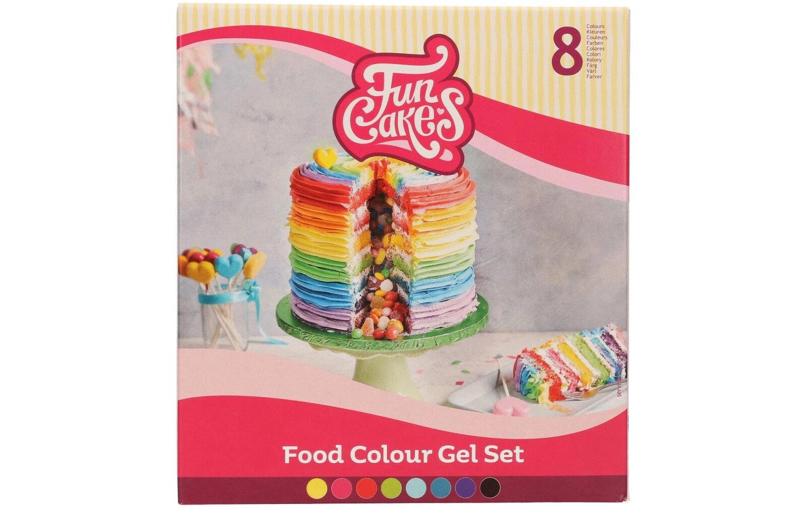 FunCakes Lebensmittelfarben Gelfarben, 8 Farben, Gel – 260 g