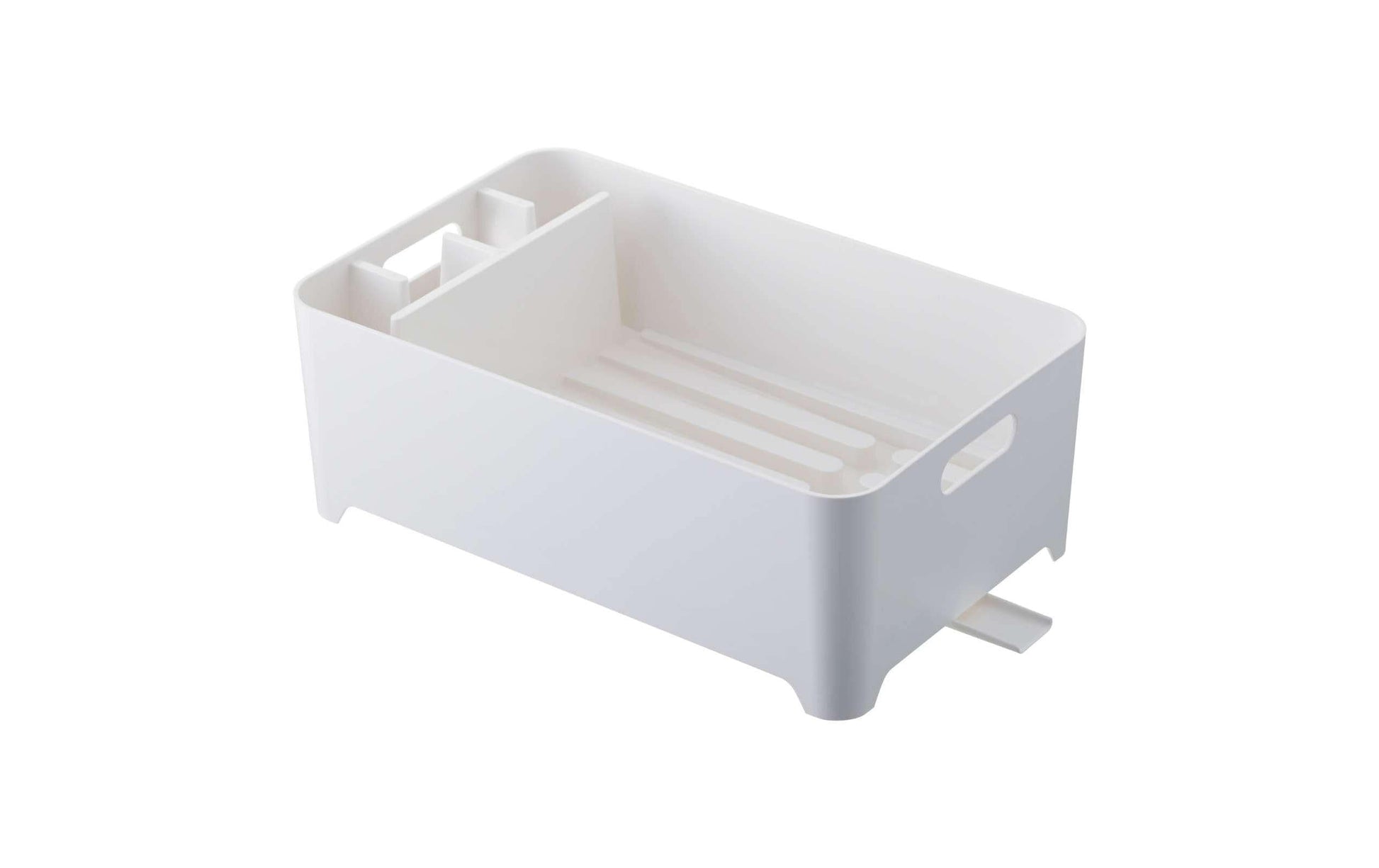 Yamazaki Abtropfgestell 38 × 24 × 13 cm, ABS, mit Besteckhalter, Weiss