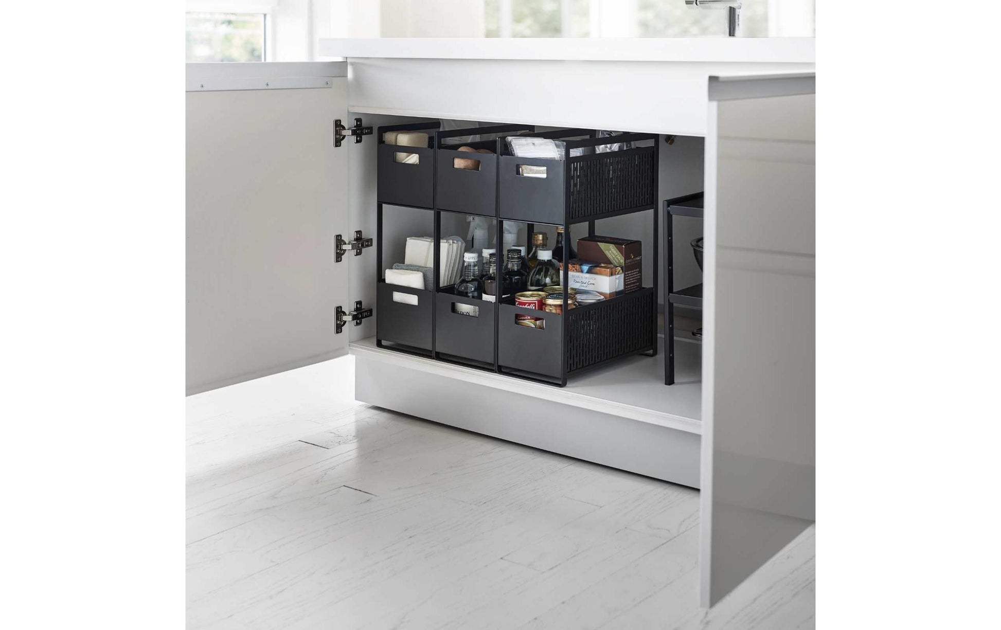 Yamazaki Aufbewahrungskorb TOWER – Stahl/ABS-Kunststoff, Schwarz, 16 × 46 × 32,5 cm