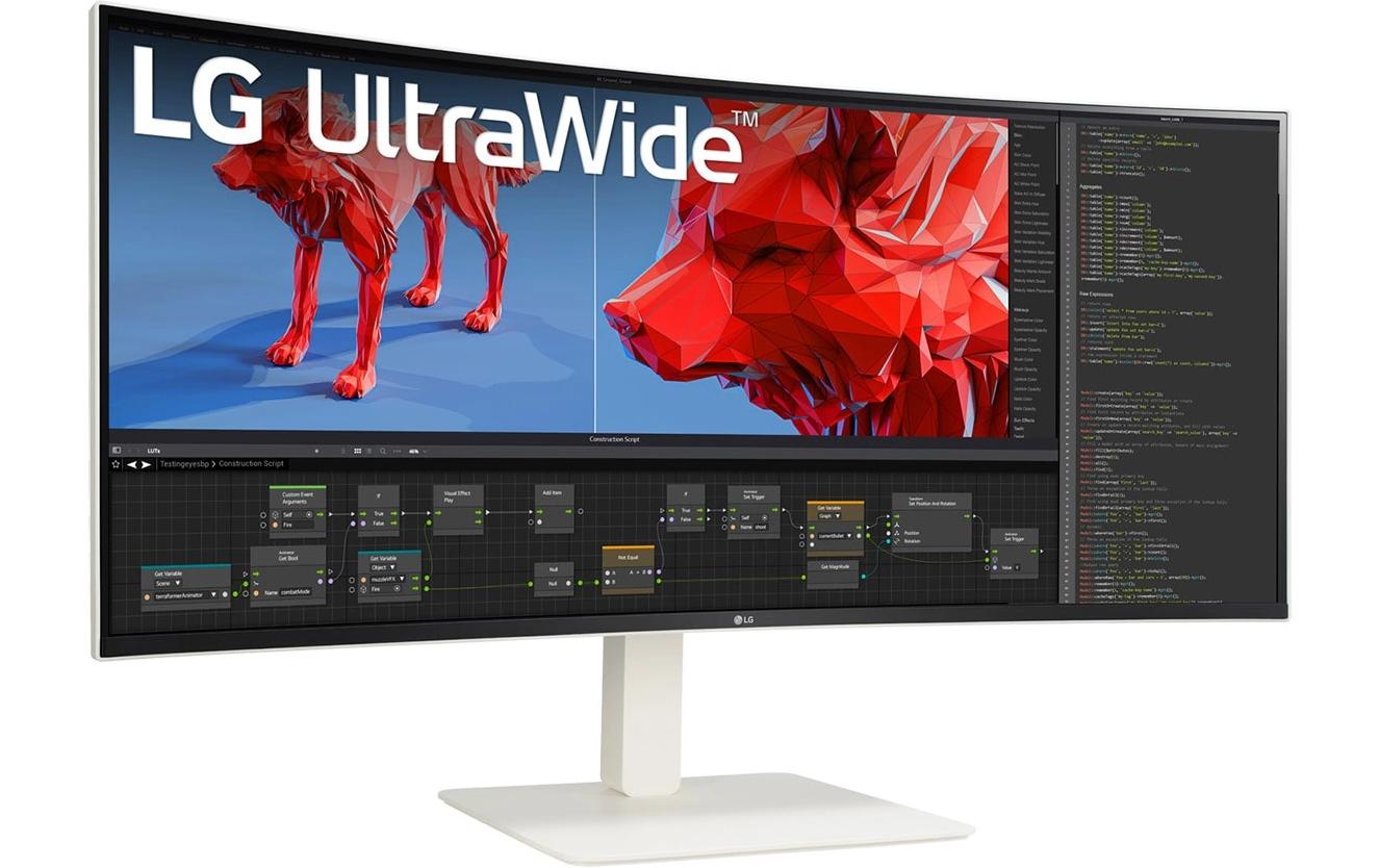 LG 38BR85QC-W – Monitor, 38", Nano-IPS, 144 Hz, 450 cd/m², KVM, USB-C, VESA 100 × 100, Weiss
