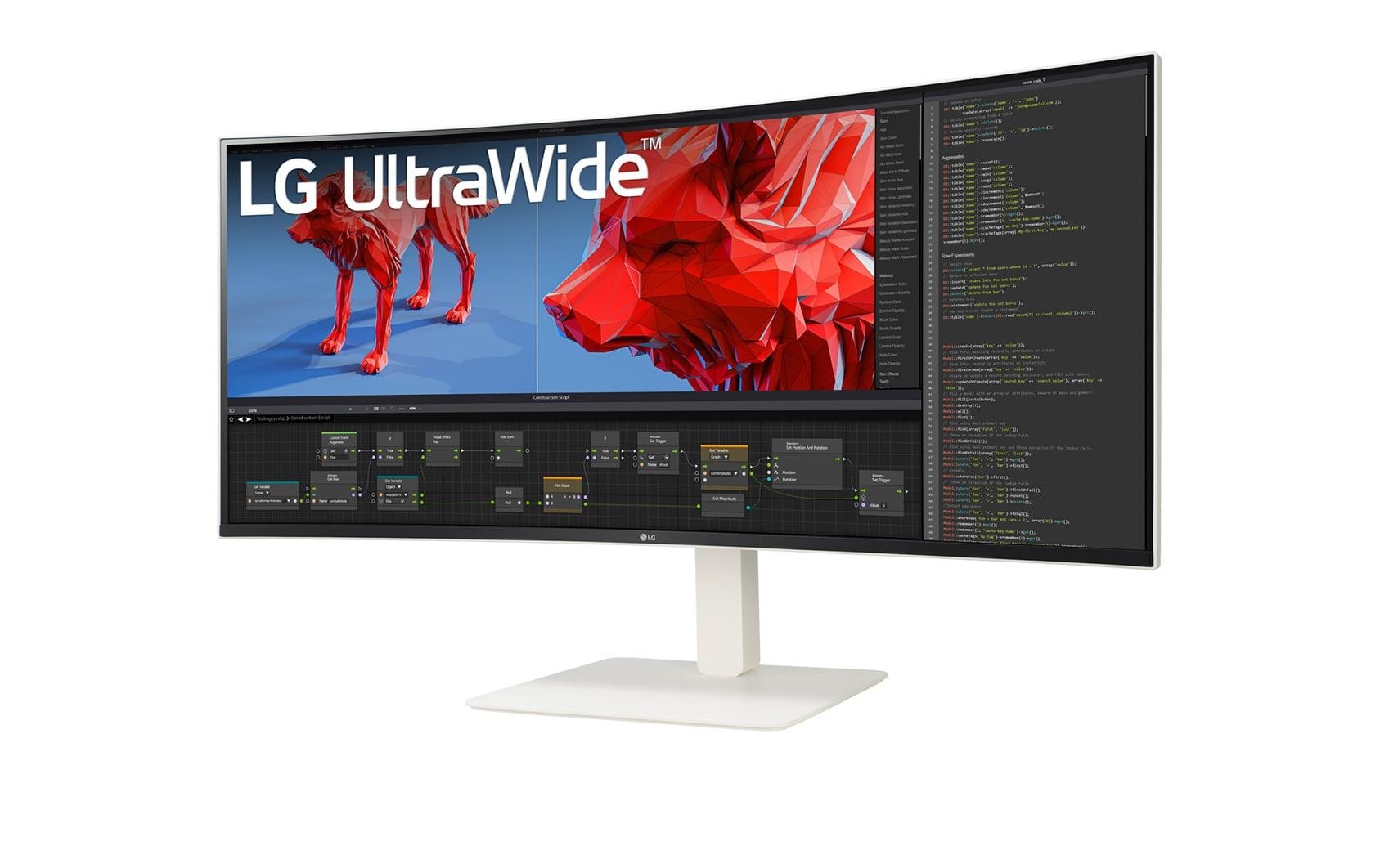 LG 38BR85QC-W – Monitor, 38", Nano-IPS, 144 Hz, 450 cd/m², KVM, USB-C, VESA 100 × 100, Weiss