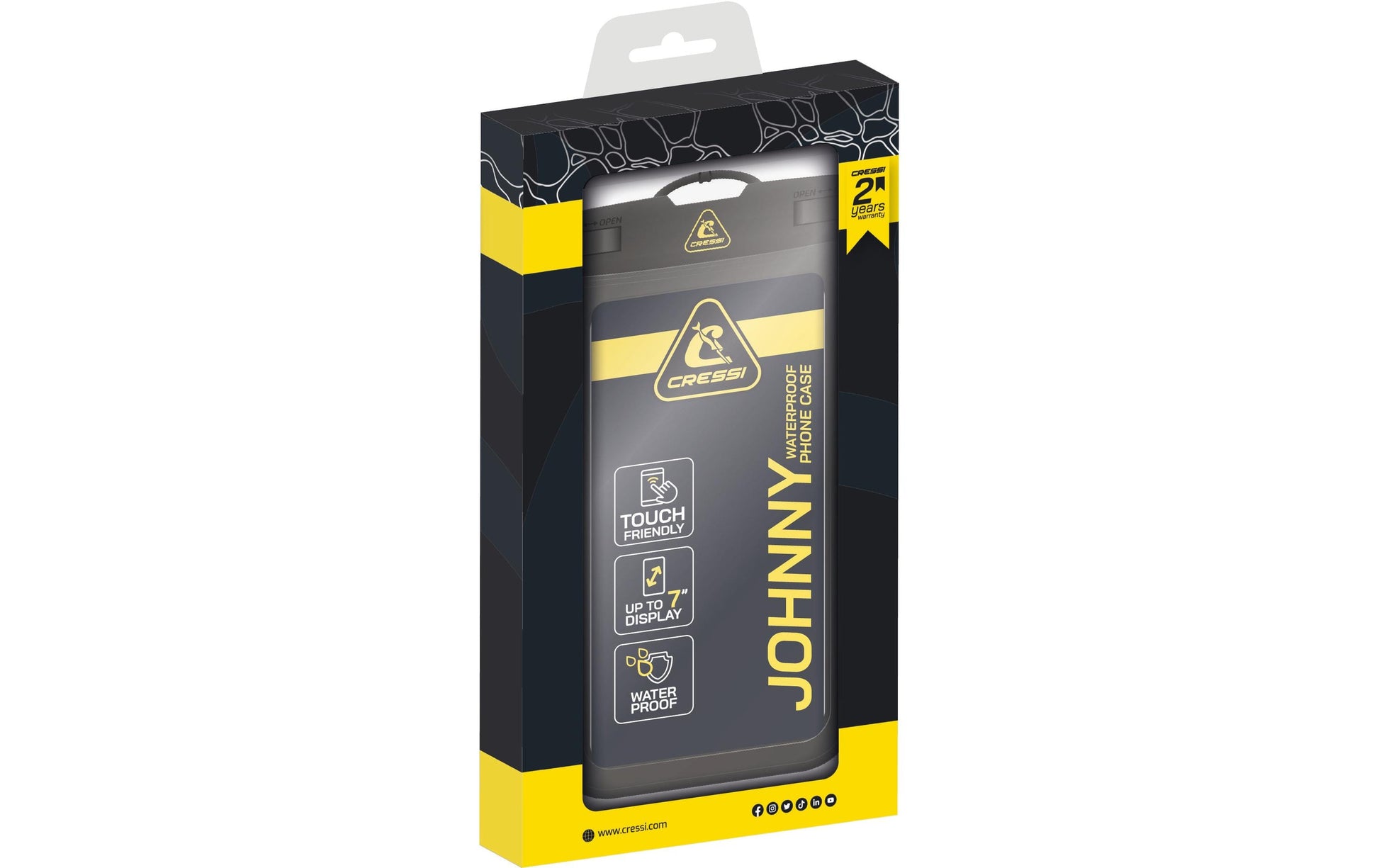 Cressi Johnny Pouch / Umhängetasche – für Smartphones bis 7", Schwarz / Transparent, Wasserdicht