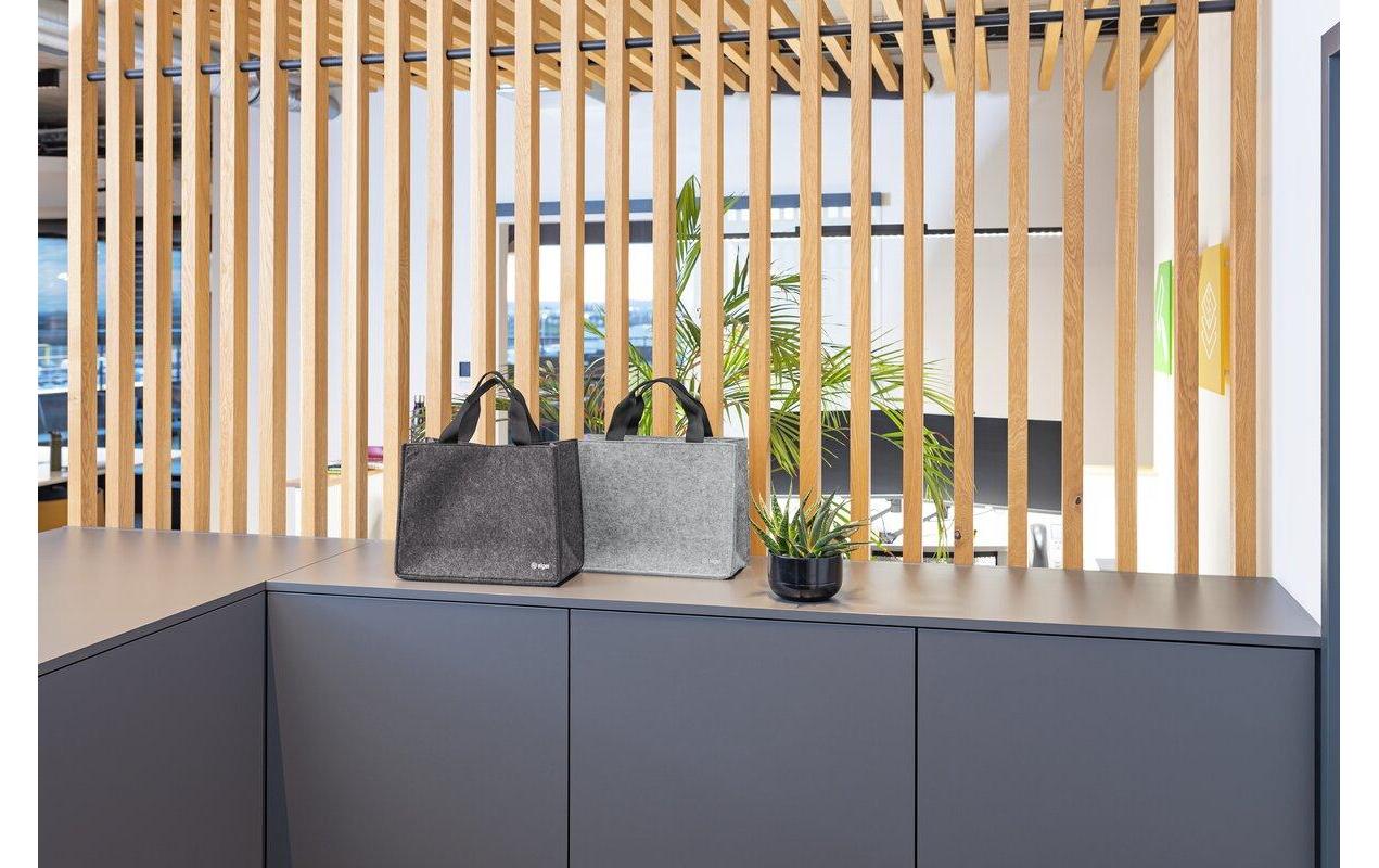 Sigel Desk Sharing Bag Basic M – Umhängetasche 15,4", 15 l, Filz (rPET), Hellgrau, 36 × 28 × 15 cm