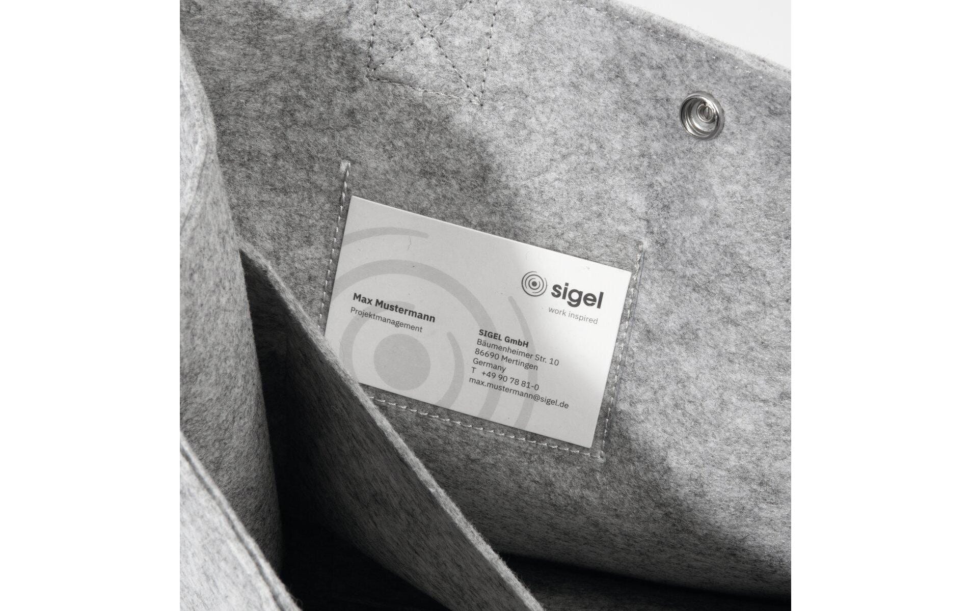 Sigel Desk Sharing Bag Basic M – Umhängetasche 15,4", 15 l, Filz (rPET), Hellgrau, 36 × 28 × 15 cm