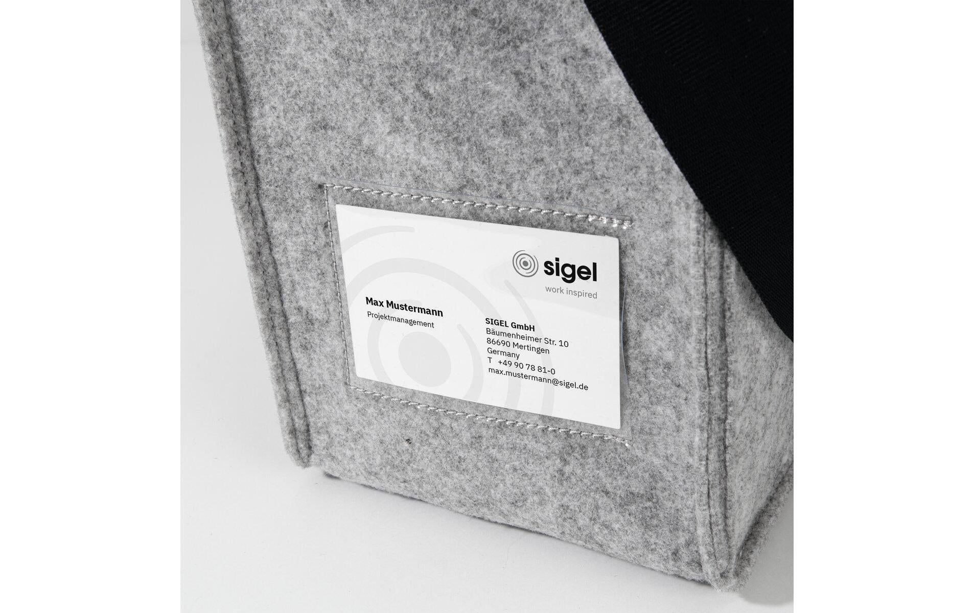 Sigel Tragetasche Desk Sharing Bag Classic L – 21 l, rPET-Filz, Hellgrau, 50 × 28 × 15 cm