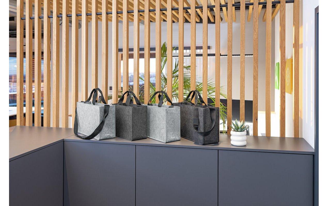 Sigel Tragetasche Desk Sharing Bag Classic M – 15 l, rPET, hellgrau, 36 × 28 × 15 cm