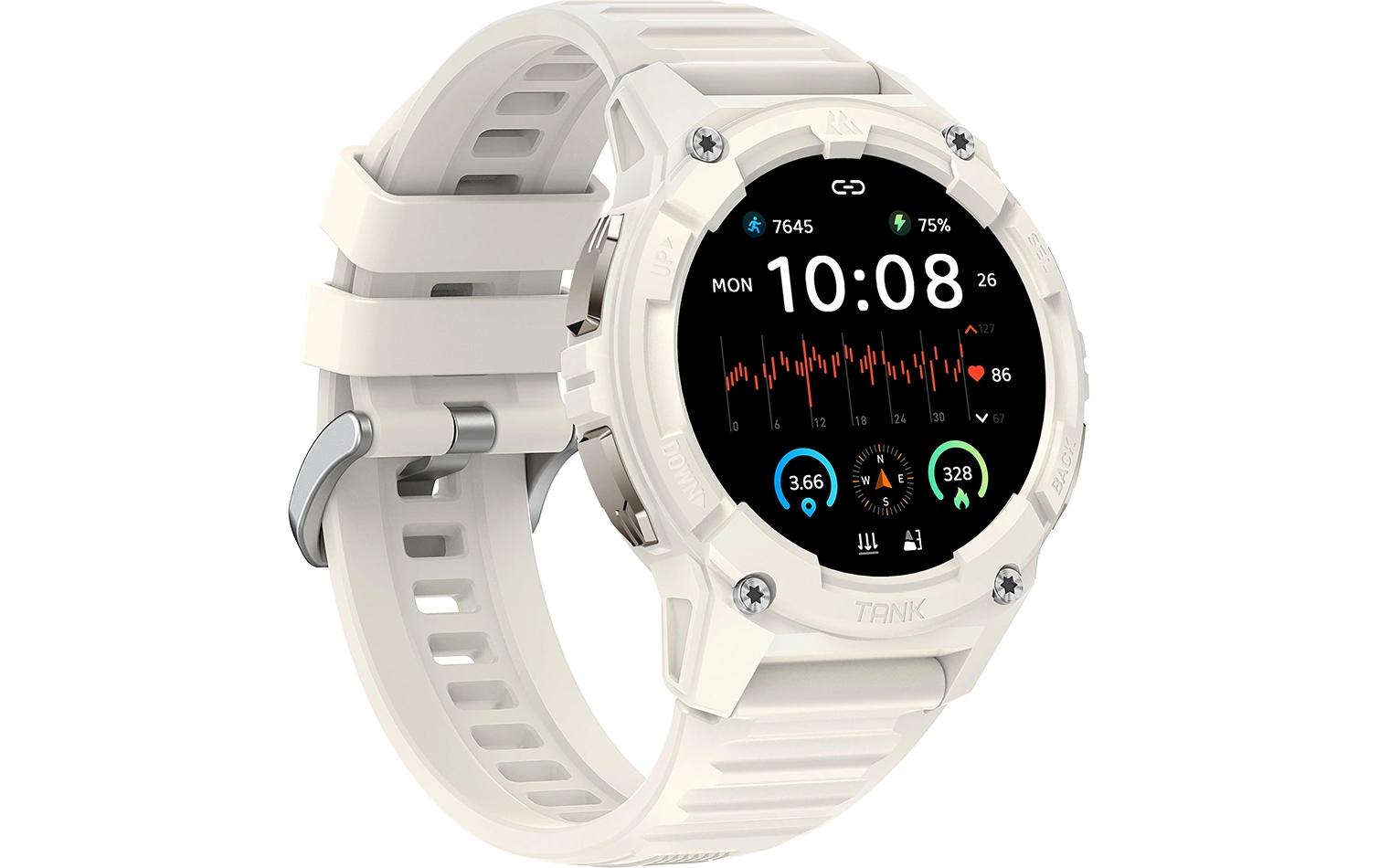 Kospet Tank S2 – Smartwatch – 48 mm, Bluetooth, AMOLED, IP69K, 5 ATM, Weiss, Silikon