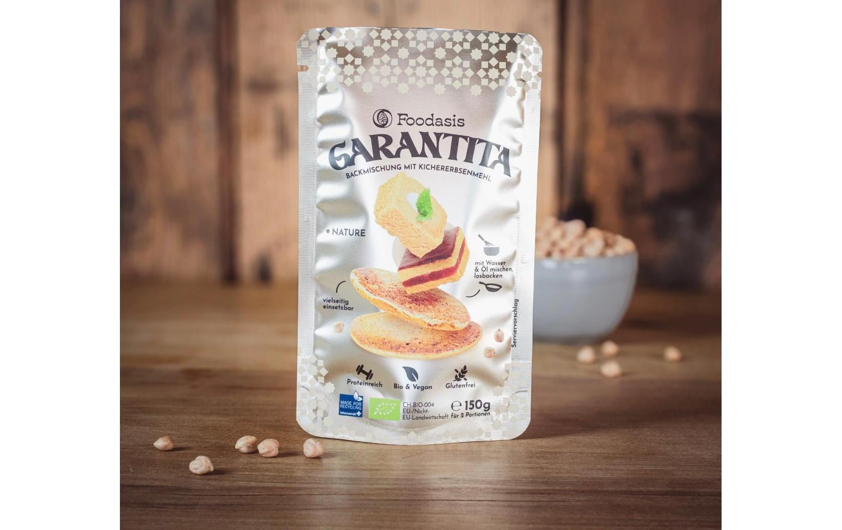 Foodasis Garantita Nature Kichererbsen Backmischung – Bio, glutenfrei – 150 g