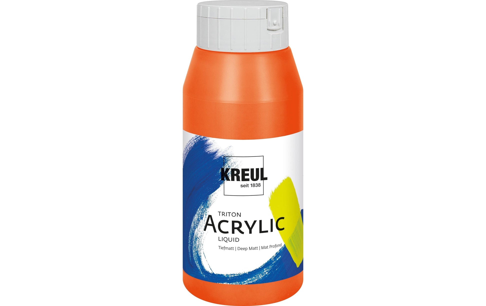 KREUL Triton Acryl Flüssig Acrylfarbe – Orange, wasserfest – 750 ml – für Papier, Holz, Metall