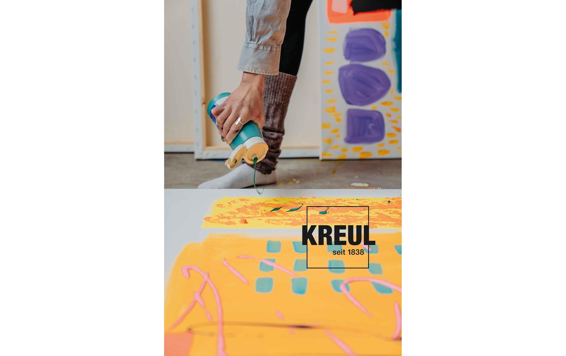 KREUL Triton Acryl Flüssig Acrylfarbe – Orange, wasserfest – 750 ml – für Papier, Holz, Metall