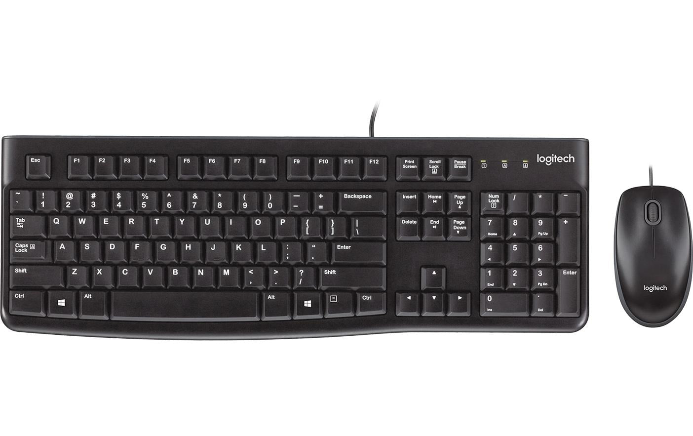 Logitech MK120 – Tastatur, kabelgebunden (USB-A), FR-Layout (FR), Fullsize (mit Ziffernblock), Schwarz