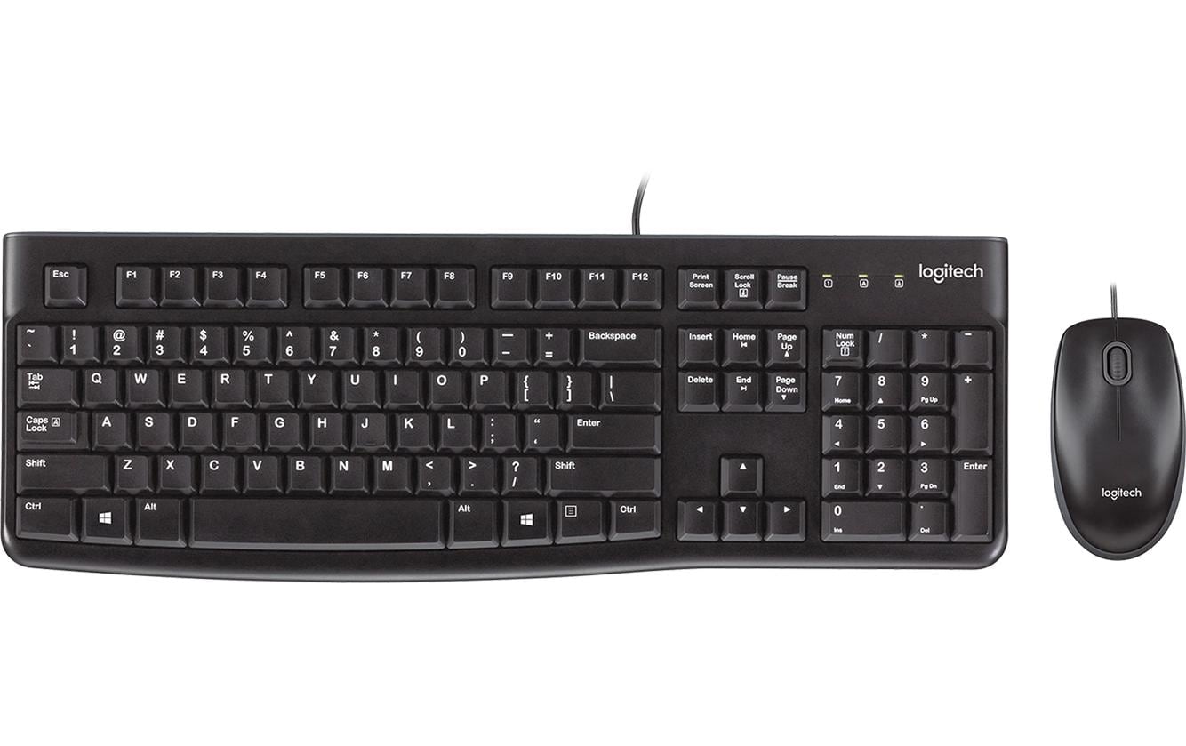 Logitech MK120 – Tastatur, kabelgebunden (USB-A), FR-Layout (FR), Fullsize (mit Ziffernblock), Schwarz