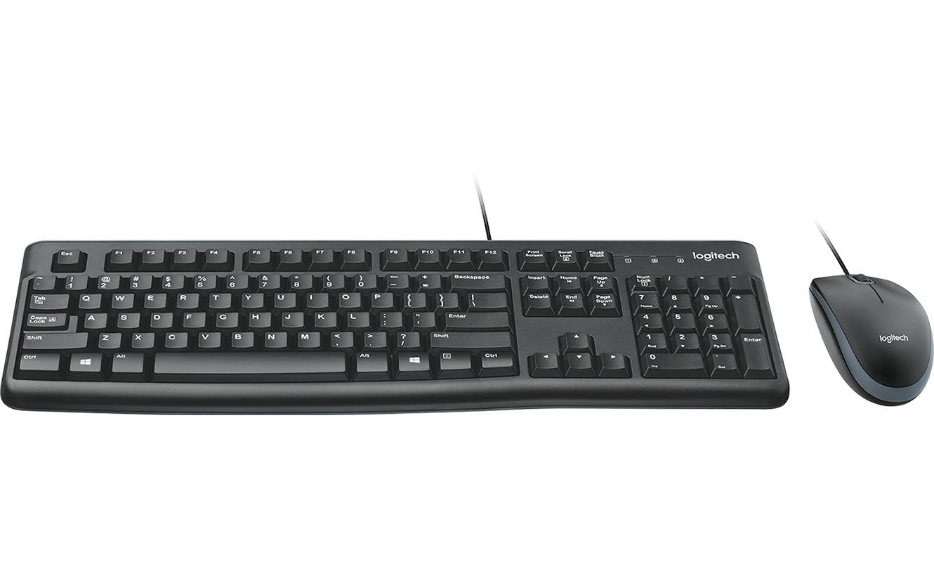 Logitech MK120 – Tastatur, kabelgebunden (USB-A), FR-Layout (FR), Fullsize (mit Ziffernblock), Schwarz