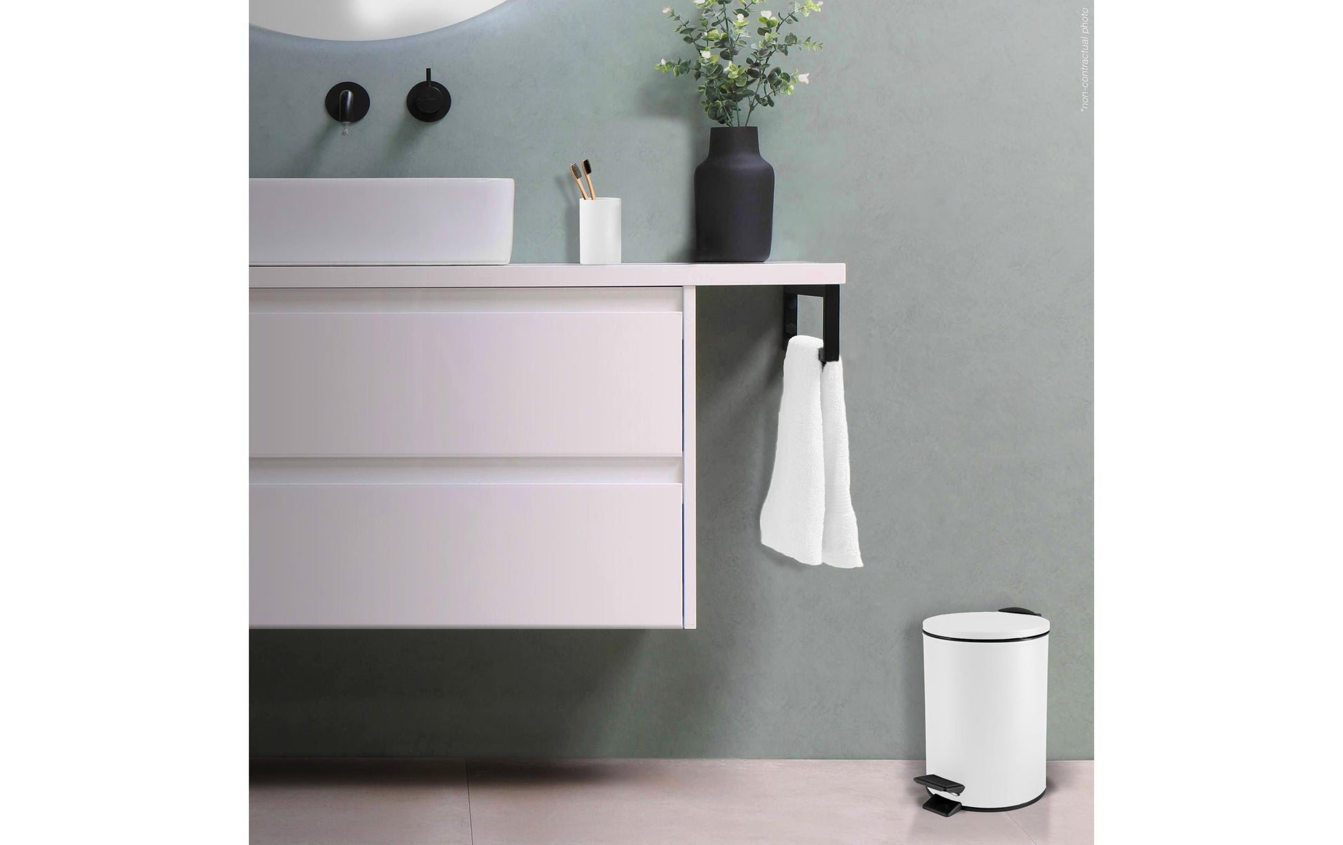 Spirella Treteimer Adelar – 3 l – Stahl, rund – weiss matt