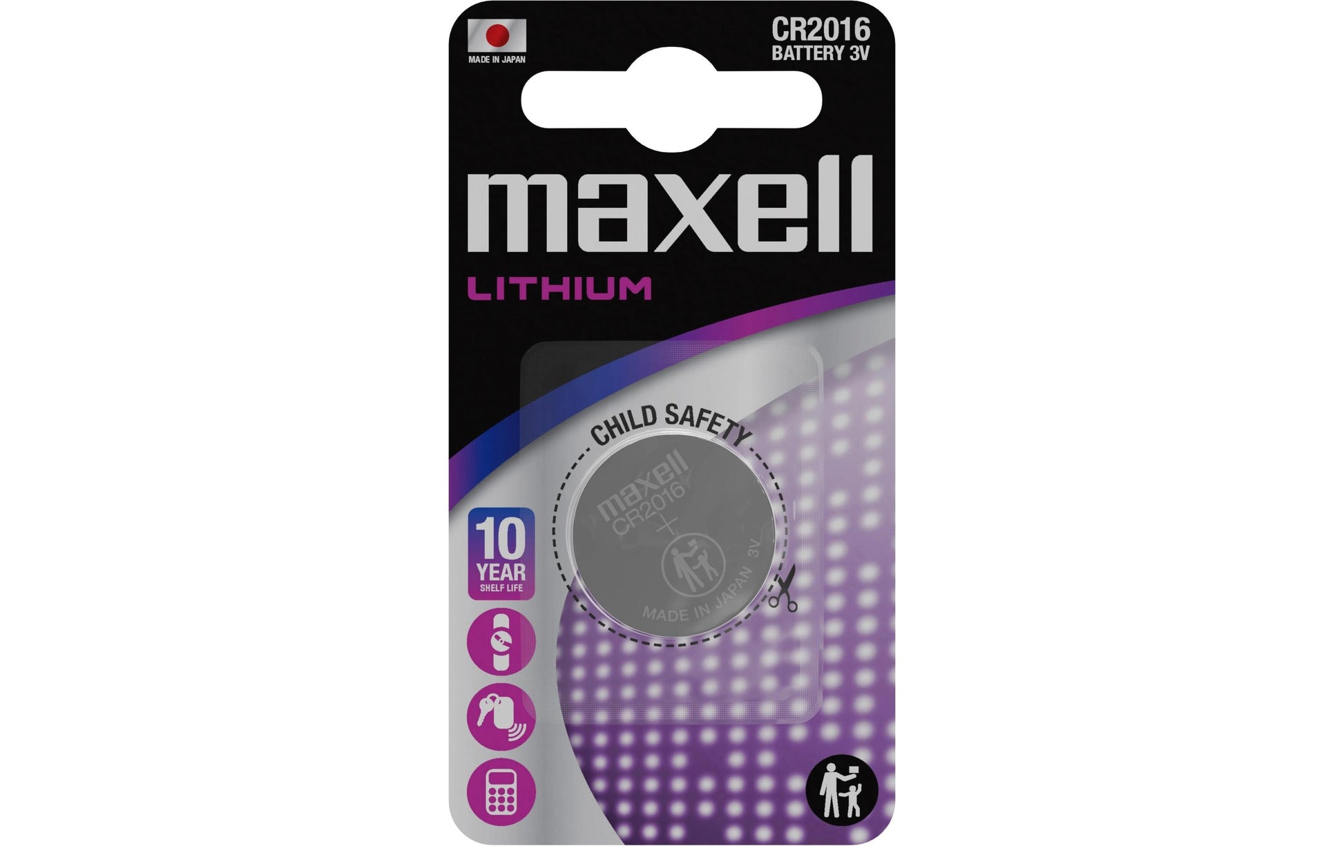 Maxell Knopfzelle CR2016, Lithium-Mangandioxid, 3 V – 1 Stk.