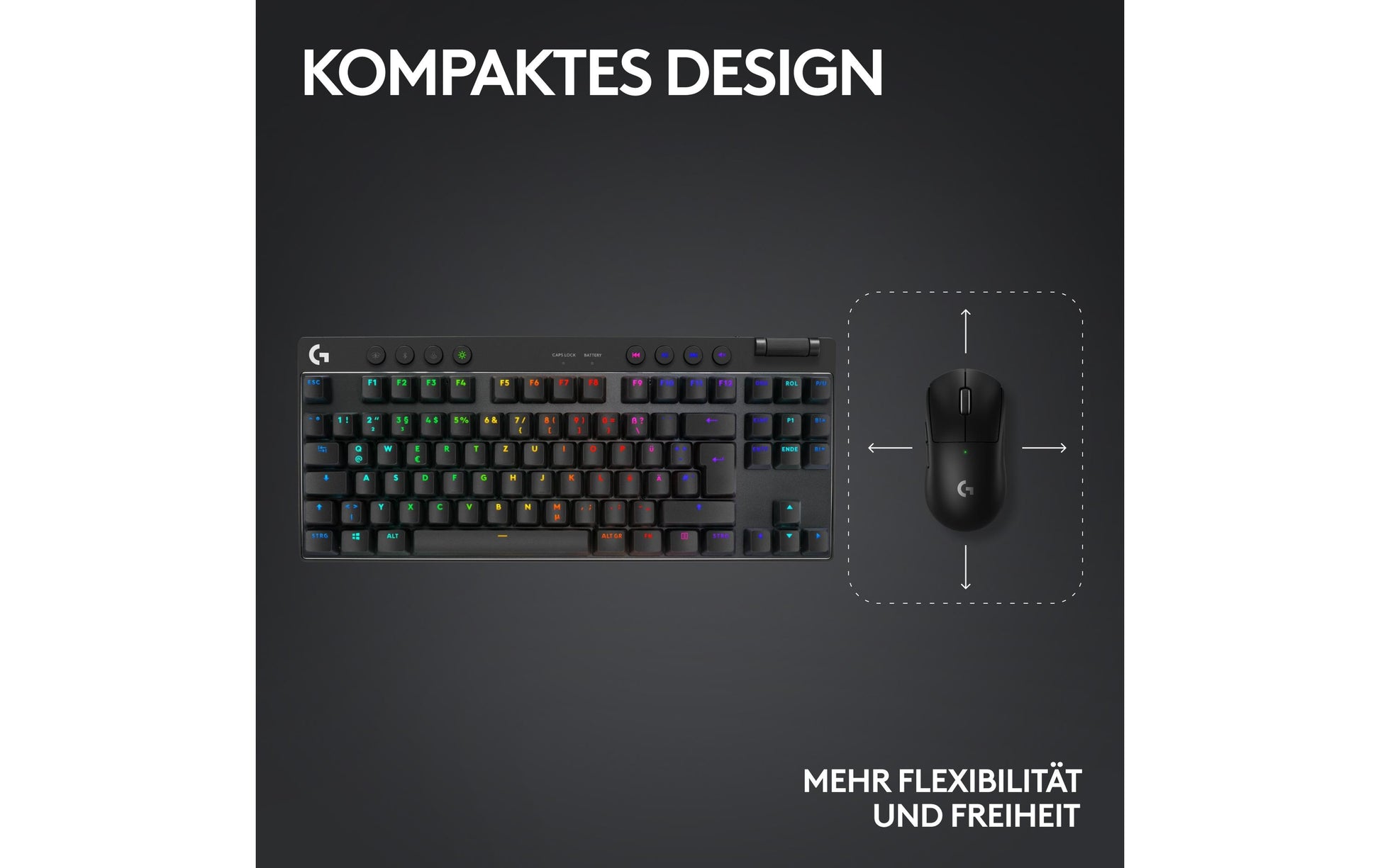 Logitech G PRO X TKL – Tastatur – Mechanisch, RGB – Bluetooth & 2,4 GHz USB-A (Empfänger) – QWERTZ (CH) – Schwarz