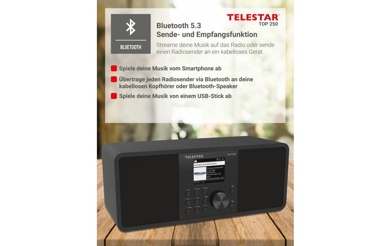 Telestar TOP 250 – DAB-/Internetradio – Tischradio – DAB+, UKW, Internetradio, USB, Bluetooth, WLAN – Schwarz