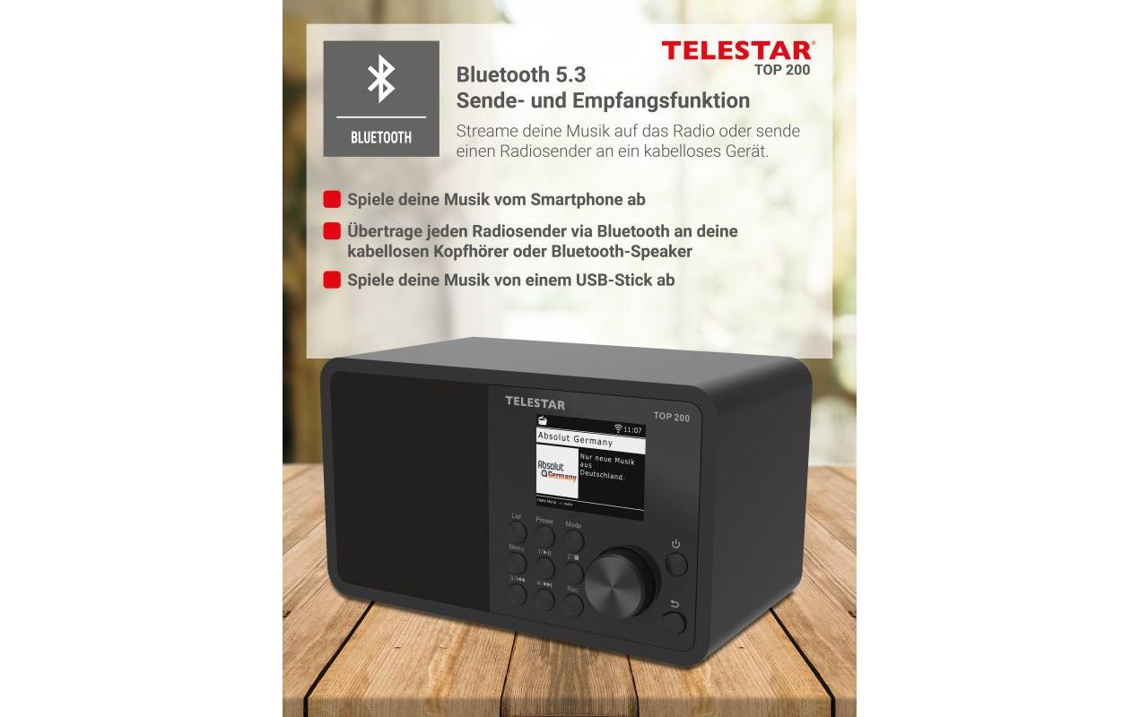 Telestar TOP 200 – DAB-/Internetradio – Tischradio – DAB+, UKW, USB, Bluetooth – Schwarz