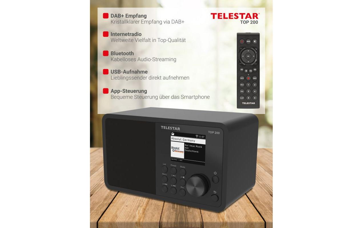 Telestar TOP 200 – DAB-/Internetradio – Tischradio – DAB+, UKW, USB, Bluetooth – Schwarz