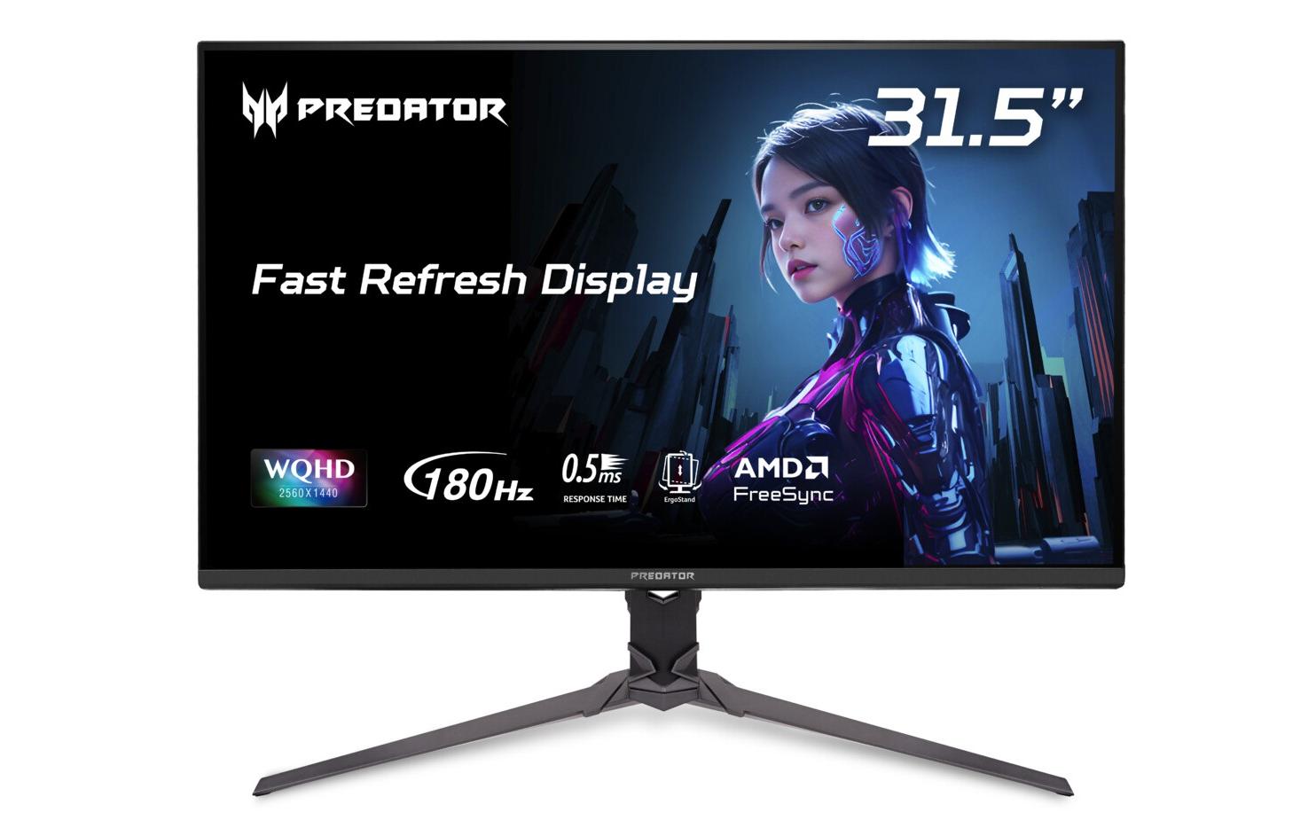 Acer Predator XB323QUP – Monitor, 31,5", 2560 × 1440 (WQHD), IPS, 180 Hz, FreeSync, Lautsprecher, Schwarz