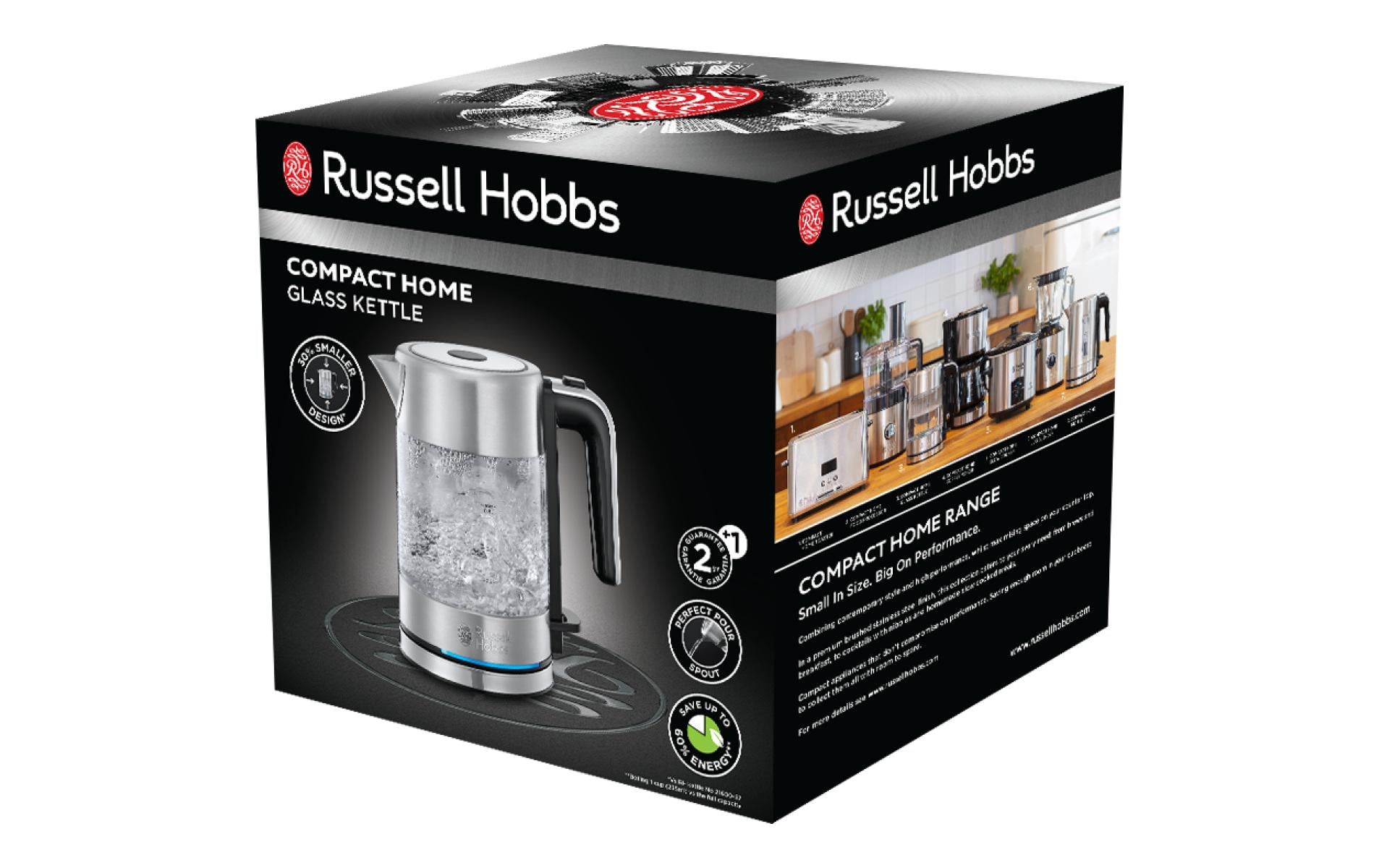 Russell Hobbs Wasserkocher – 0,8 l, Glas/Edelstahl, 24191-70