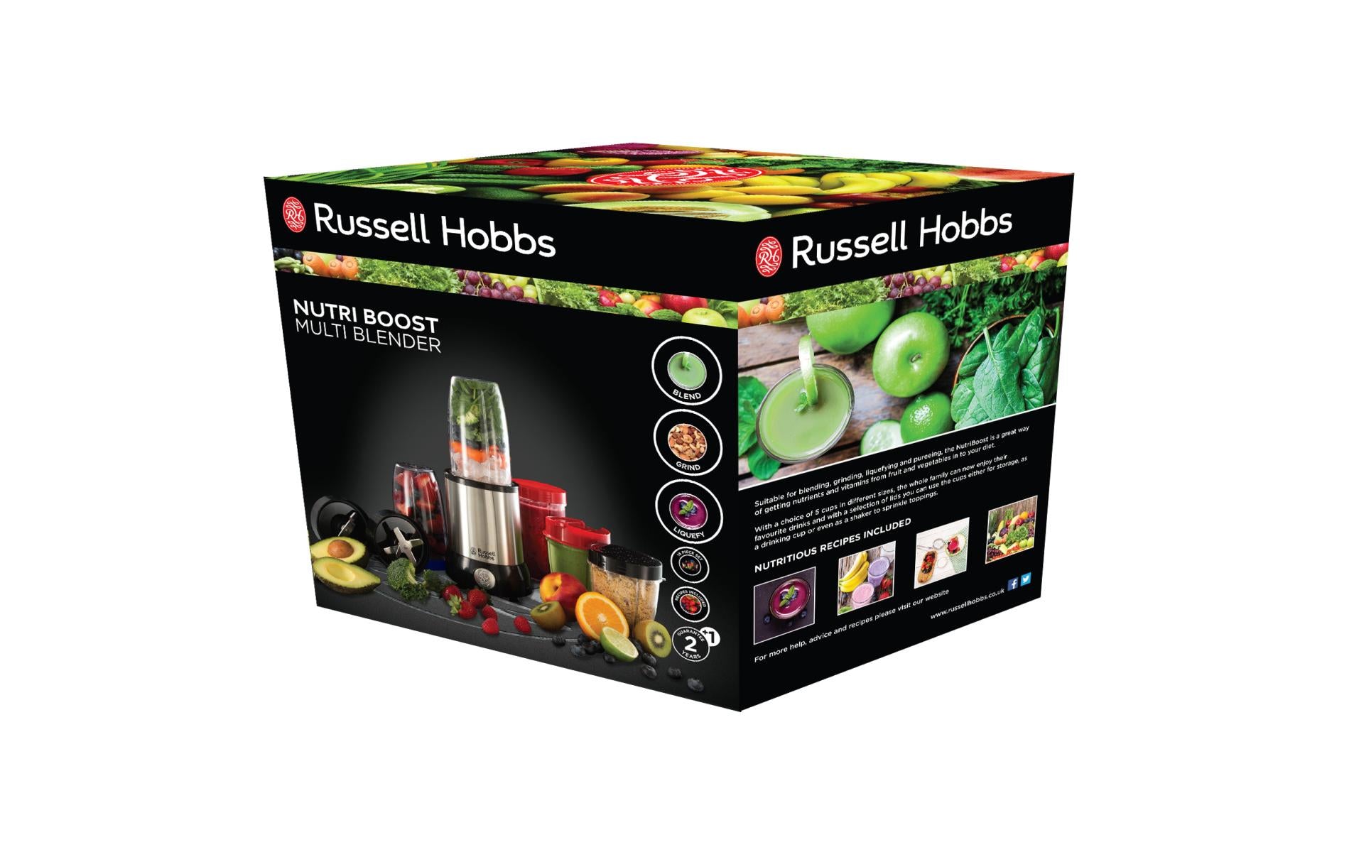 Russell Hobbs Smoothie-Mixer Nutri Boost 23180-56 – 0,7 l, 700 W, To-Go – schwarz/silber