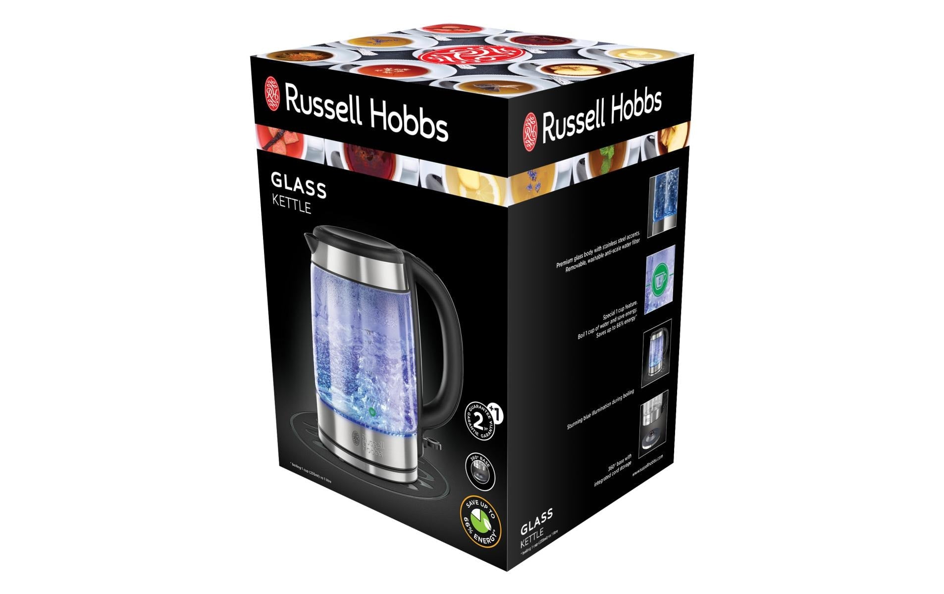 Russell Hobbs Wasserkocher – 1,7 l, Edelstahl/Glas, 21600-57