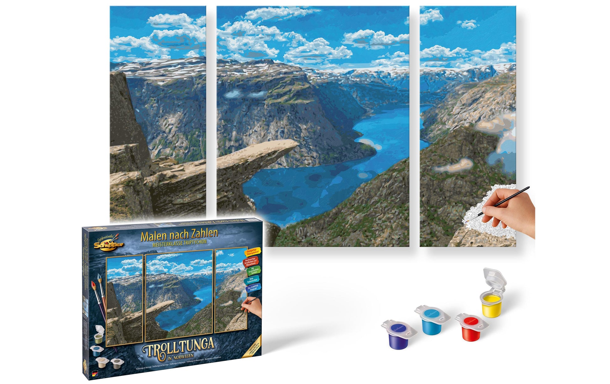 Schipper Malen-nach-Zahlen-Set – Trolltunga (Norwegen) – 3-teilig, 80 × 50 cm – ab 14 Jahren