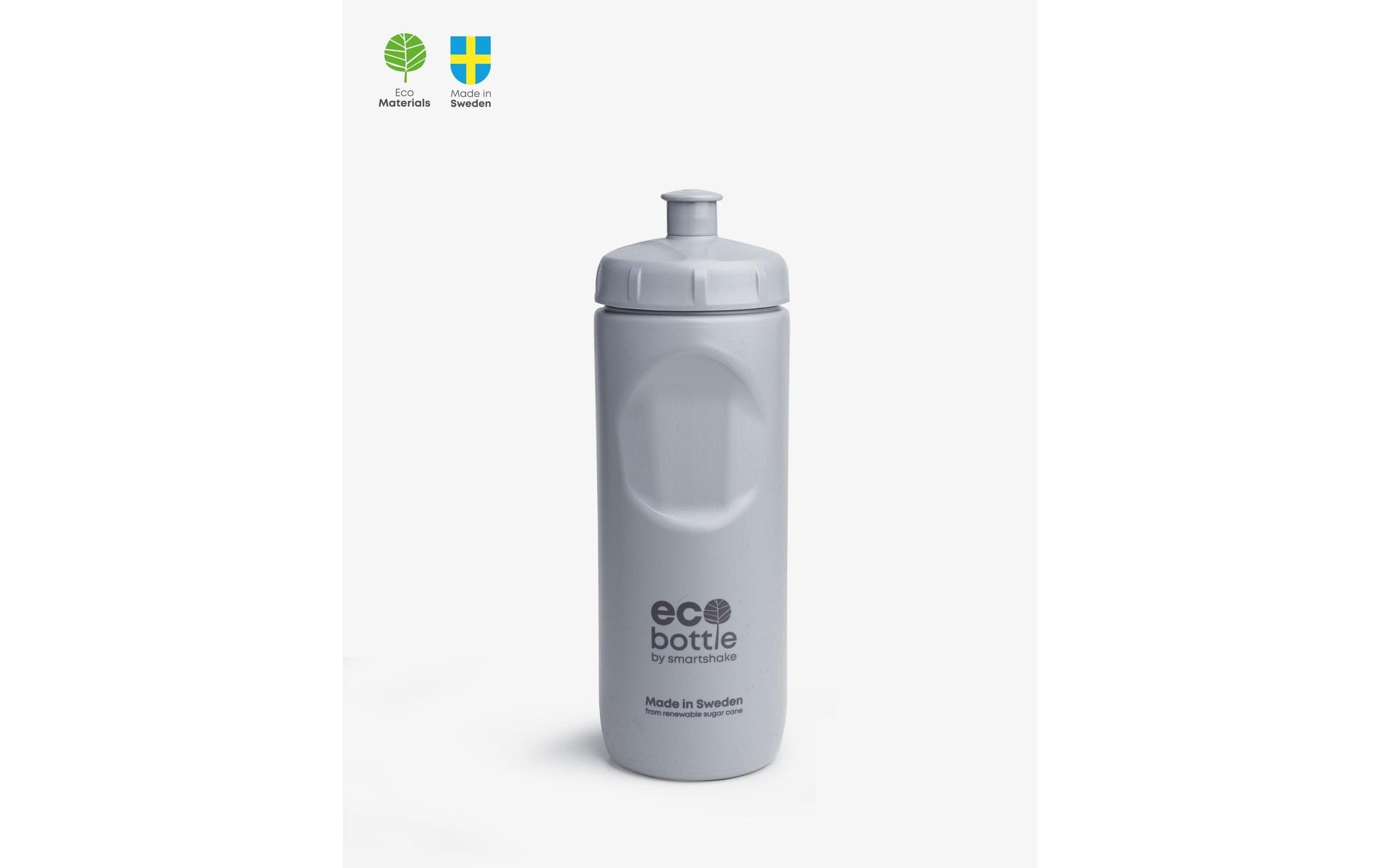 Smartshake EcoBottle Squeeze Trinkflasche 500 ml – Zuckerrohrpulpe, Schraubdeckel, Grau