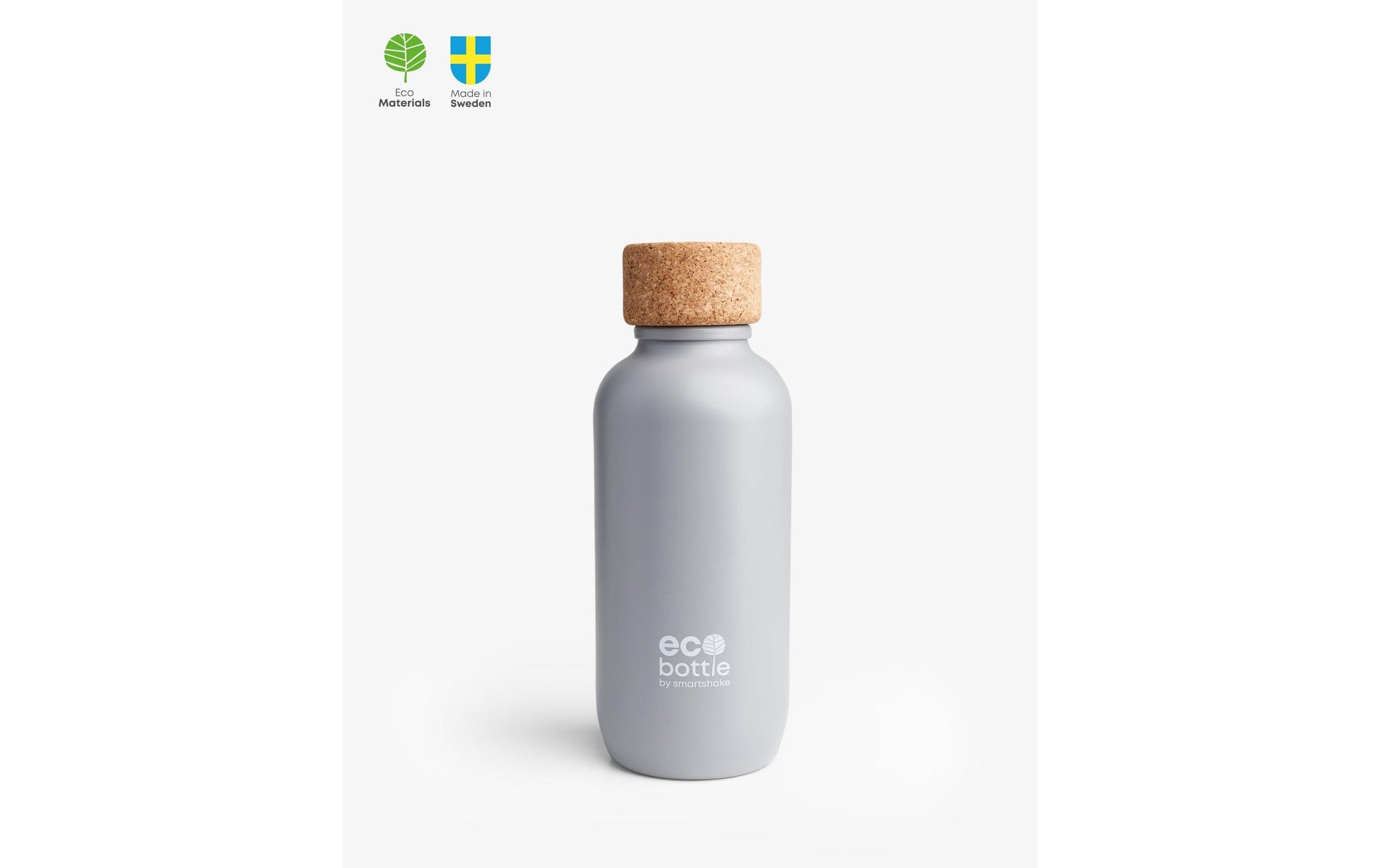 Smartshake EcoBottle Trinkflasche 650 ml – Zuckerrohrpulpe (Bagasse), Korken & Stopfen, Grau