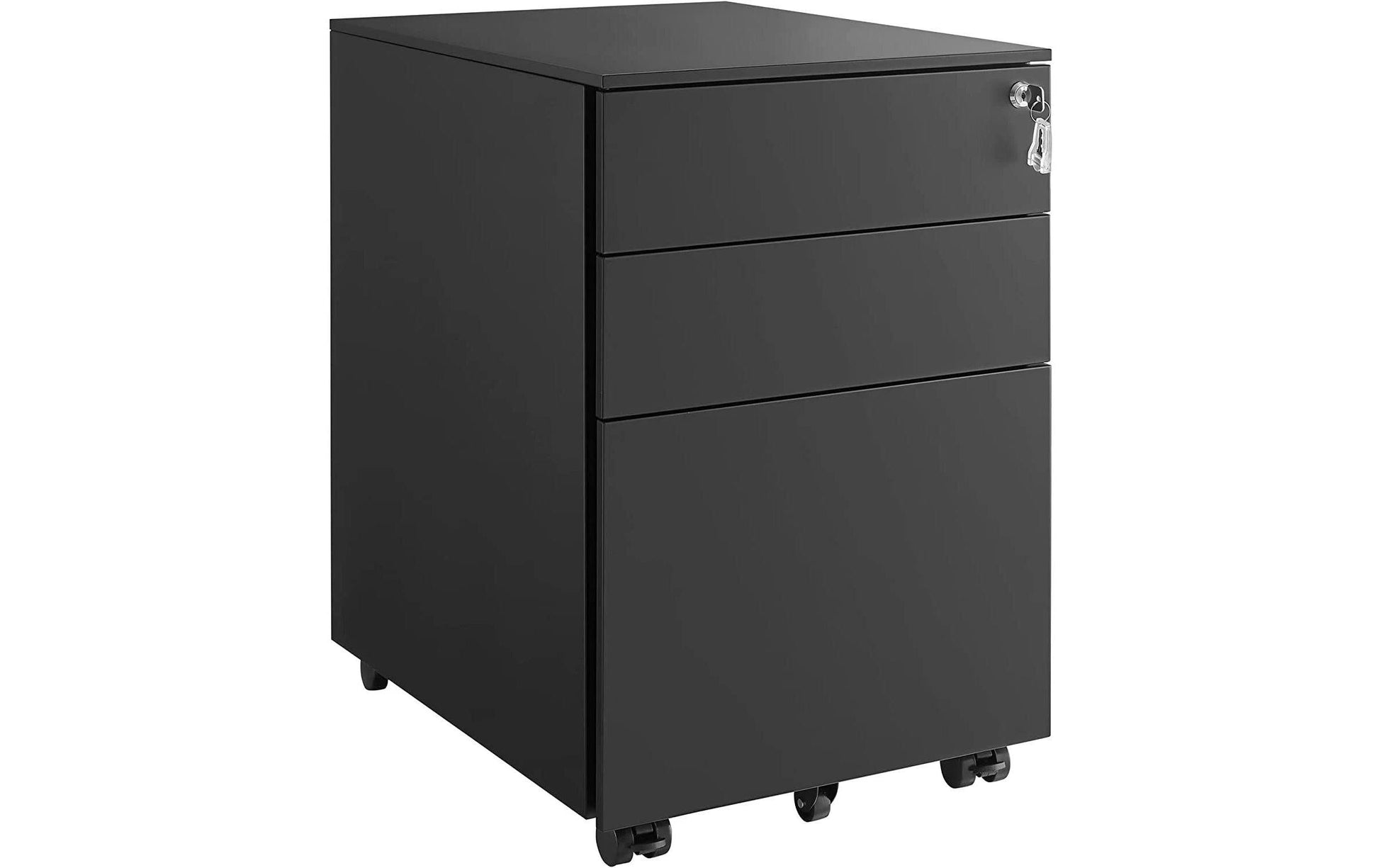 Songmics Rollcontainer – Stahl, schwarz, abschliessbar, 39 × 60 × 52 cm