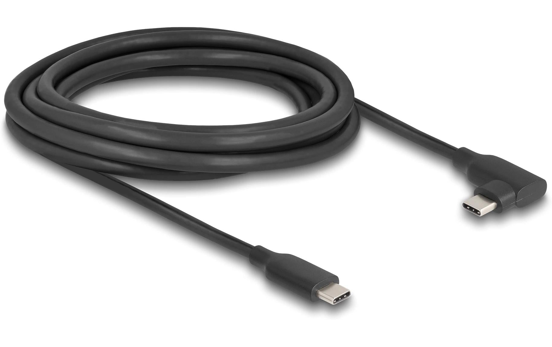 DeLOCK USB-C auf USB-C Kabel – USB 3.2 Gen 2 (10 Gbit/s) – 3 m – PD 60 W – Abgewinkelt – Schwarz