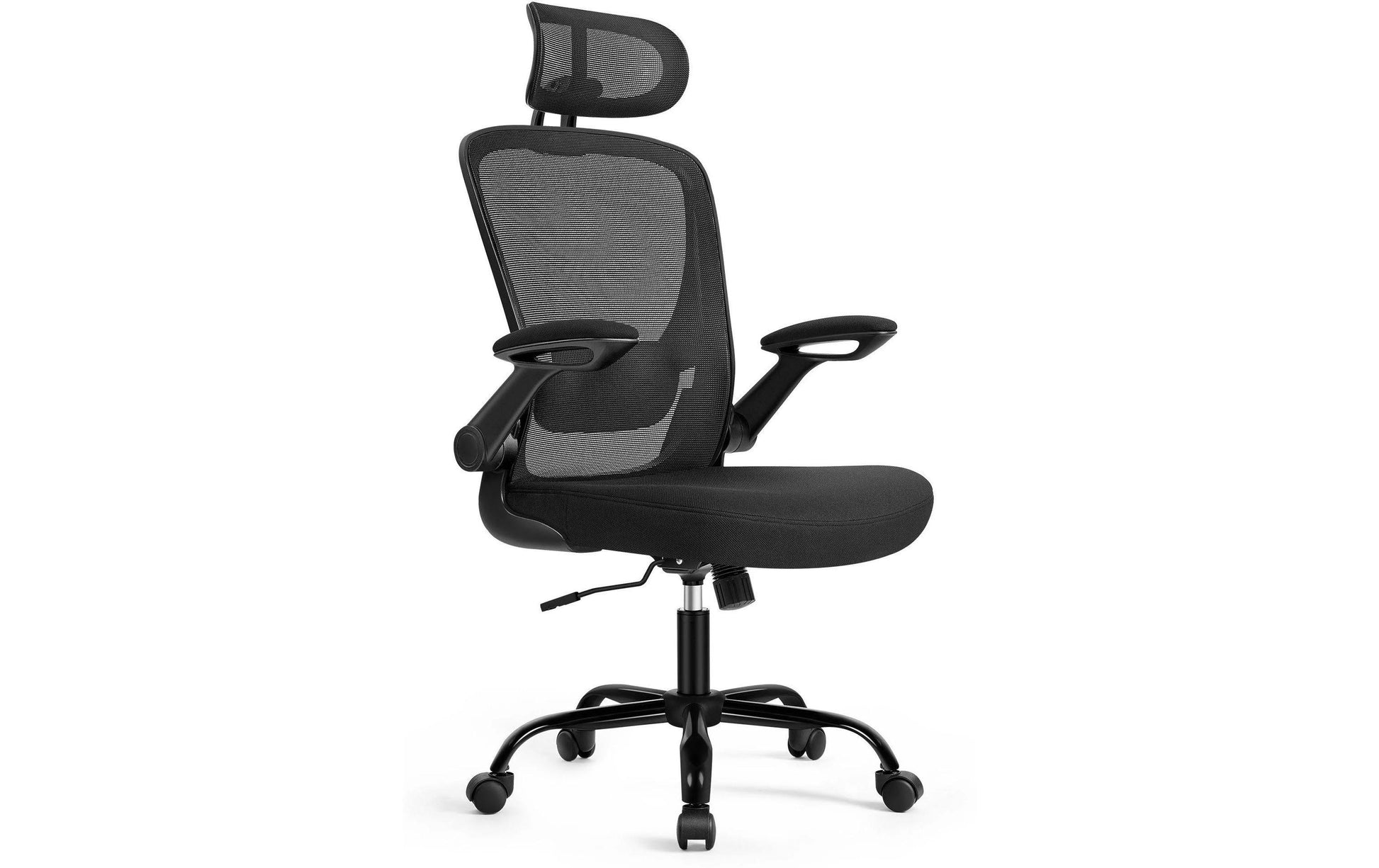 Songmics Bürostuhl – Gesamthöhe 130 cm, Netzrücken, Schwarz