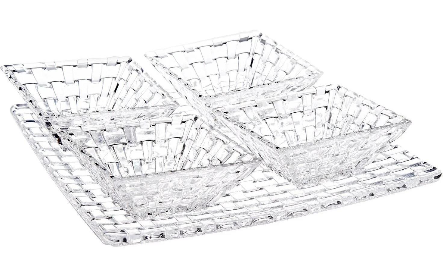 Nachtmann Schale Bossa Nova – 5-teiliges Set, 28,6 × 28,6 × 9,1 cm, Kristallglas, Transparent, spülmaschinenfest