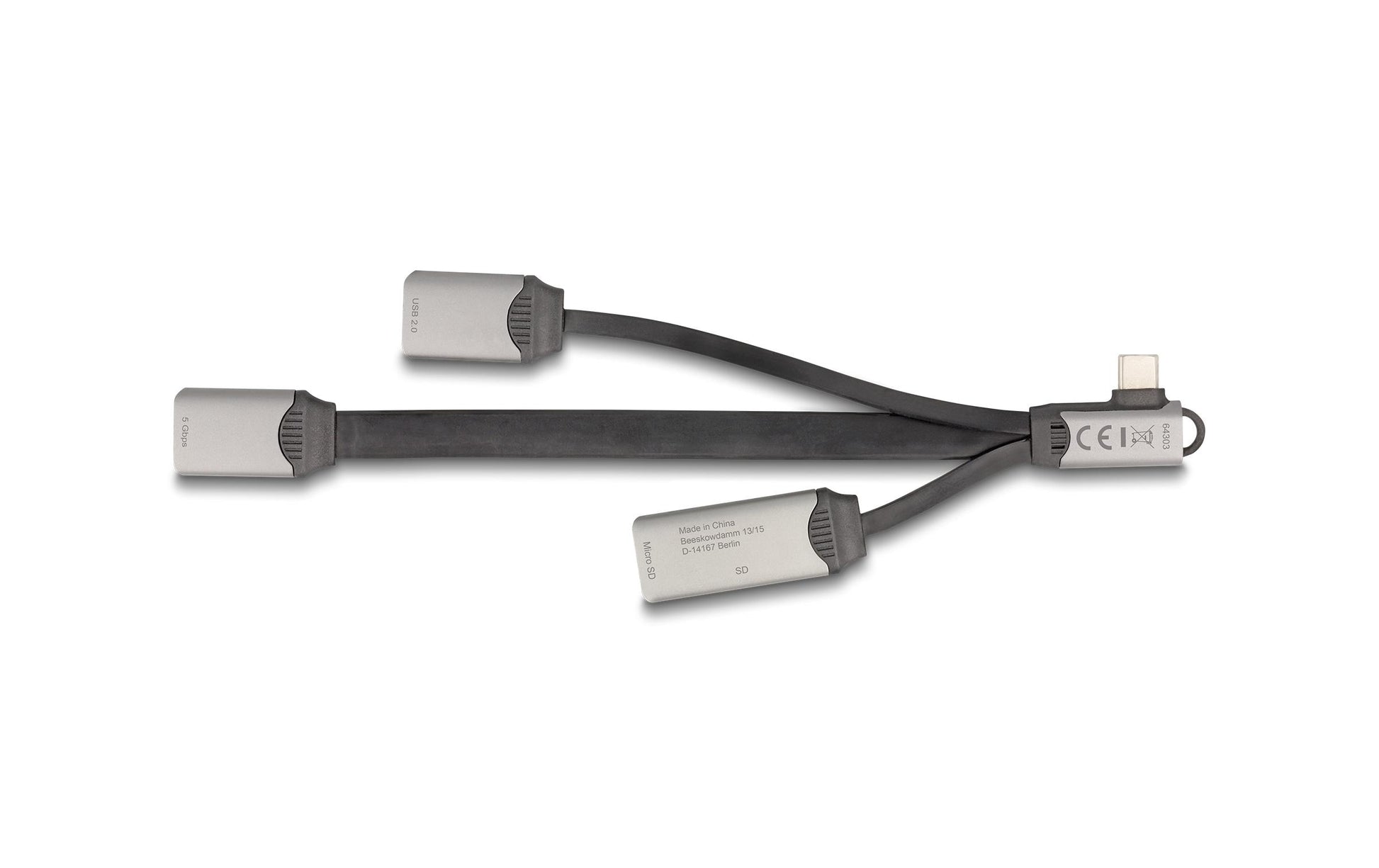 DeLOCK 64303 USB-Hub – USB-C, 2× USB-A, SD/microSD, für Windows/Mac/Linux
