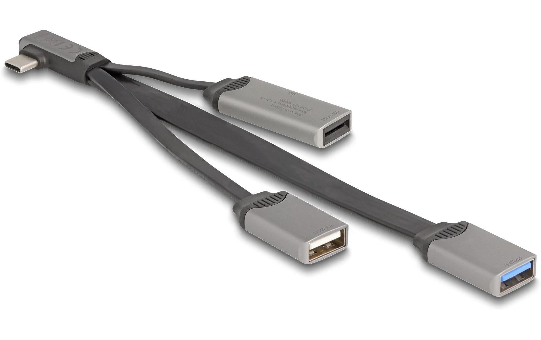 DeLOCK 64303 USB-Hub – USB-C, 2× USB-A, SD/microSD, für Windows/Mac/Linux