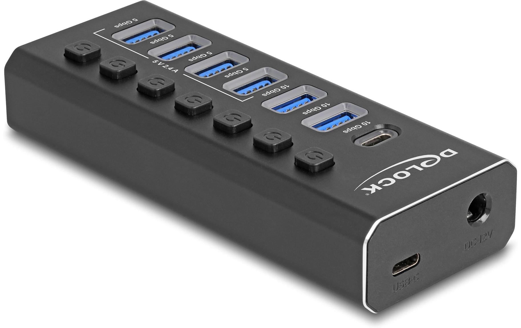 DeLOCK 64326 USB-Hub – USB-C, 6× USB-A, für Windows/Mac/Linux