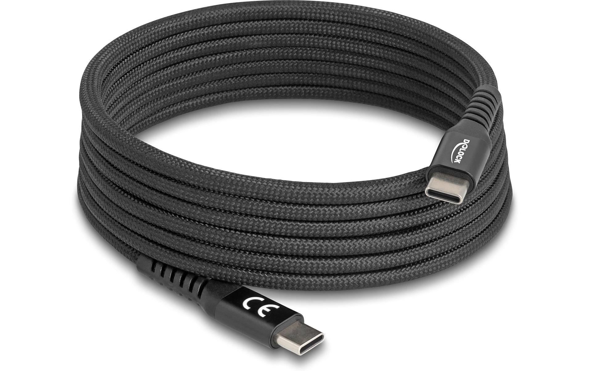 DeLOCK USB-C auf USB-C Kabel – USB 2.0 (480 Mbit/s) – 2 m – PD 60 W – Textilmantel, magnetisch – Schwarz
