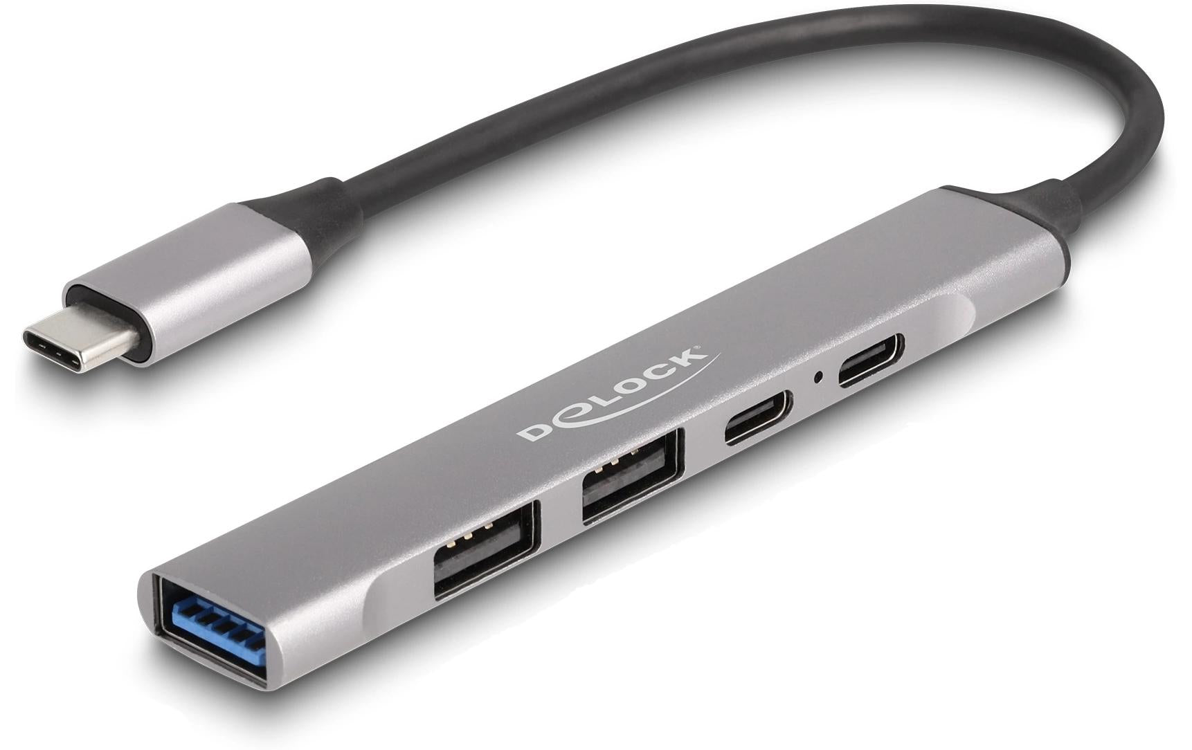 DeLOCK 64298 USB-Hub – USB-C, 2× USB-A, 95 W PD, für Windows/Mac/ChromeOS