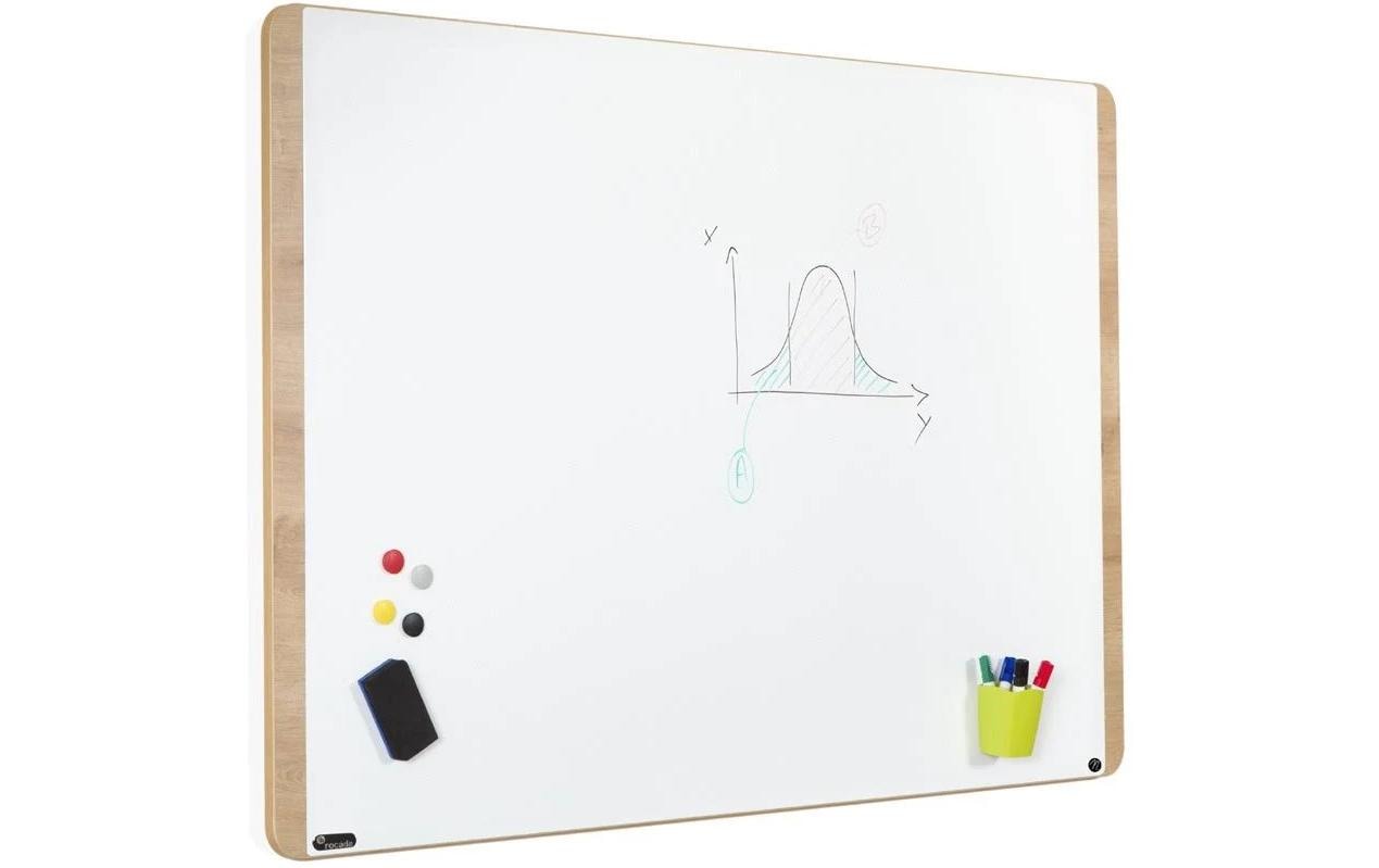 Rocada Whiteboard – 150 × 100 cm, lackierter Stahl, magnetisch, Holzrahmen, Eiche
