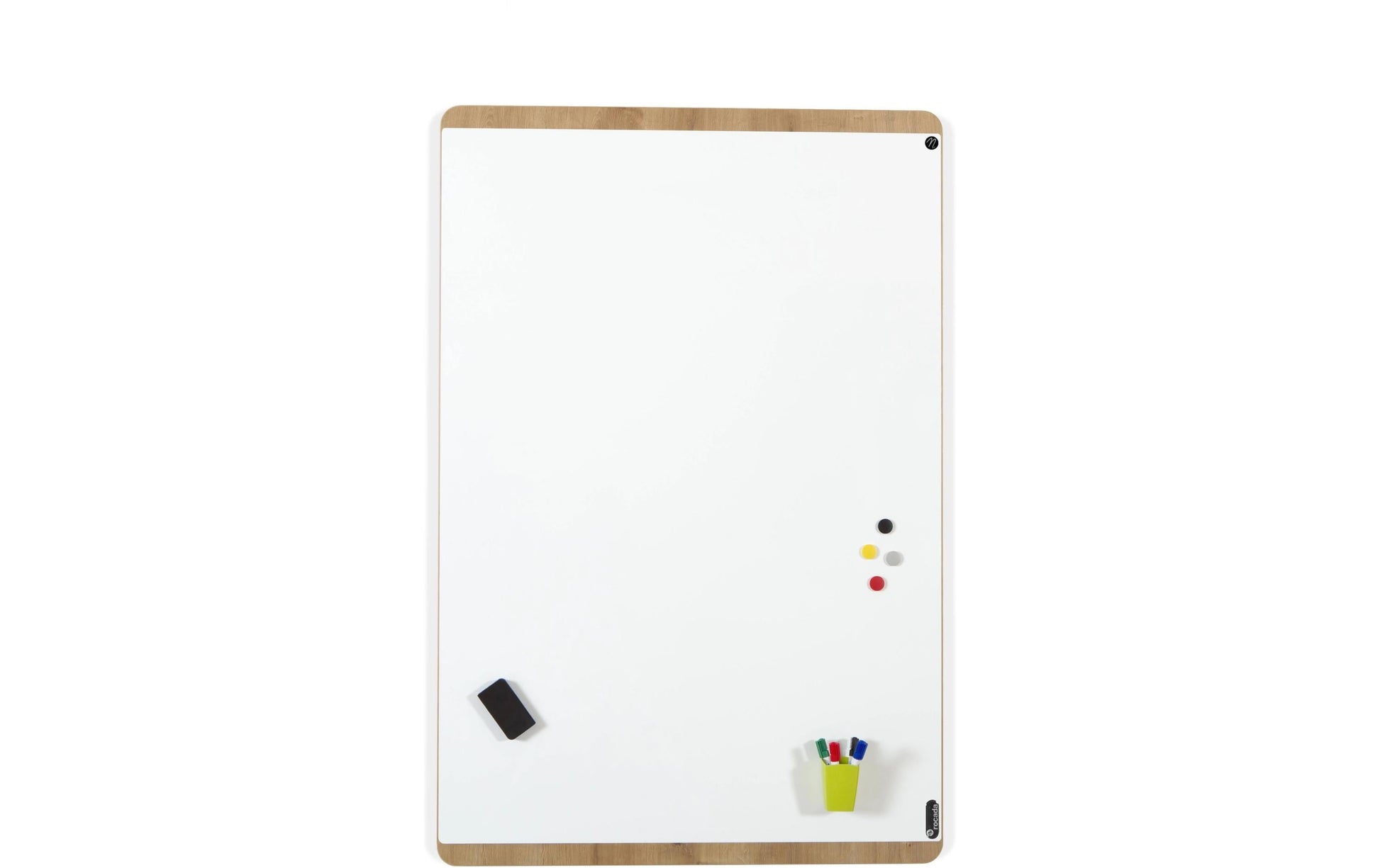 Rocada Whiteboard – 150 × 100 cm, lackierter Stahl, magnetisch, Holzrahmen, Eiche